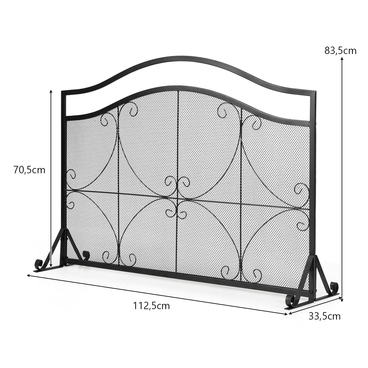 COSTWAY Pare-étincelles Cheminée Métal Barrière Sécurité Pare-feu Protection Grille, Pare Feu Cheminée Unique en Fer Anti-Étincelles Autoportante, 112x33x83CM (Modèle 1)