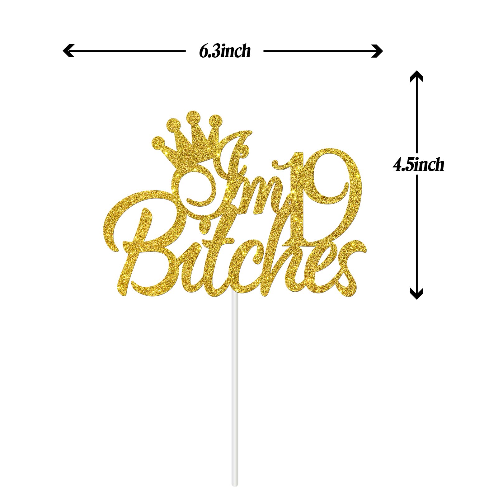 Dill-Dall I'm 19 Cake Topper, 19th Birthday Party Decor, Funny Nineteen Years Old Cake Topper, Girl’s 19th Birthday Party Decorations (Gold)