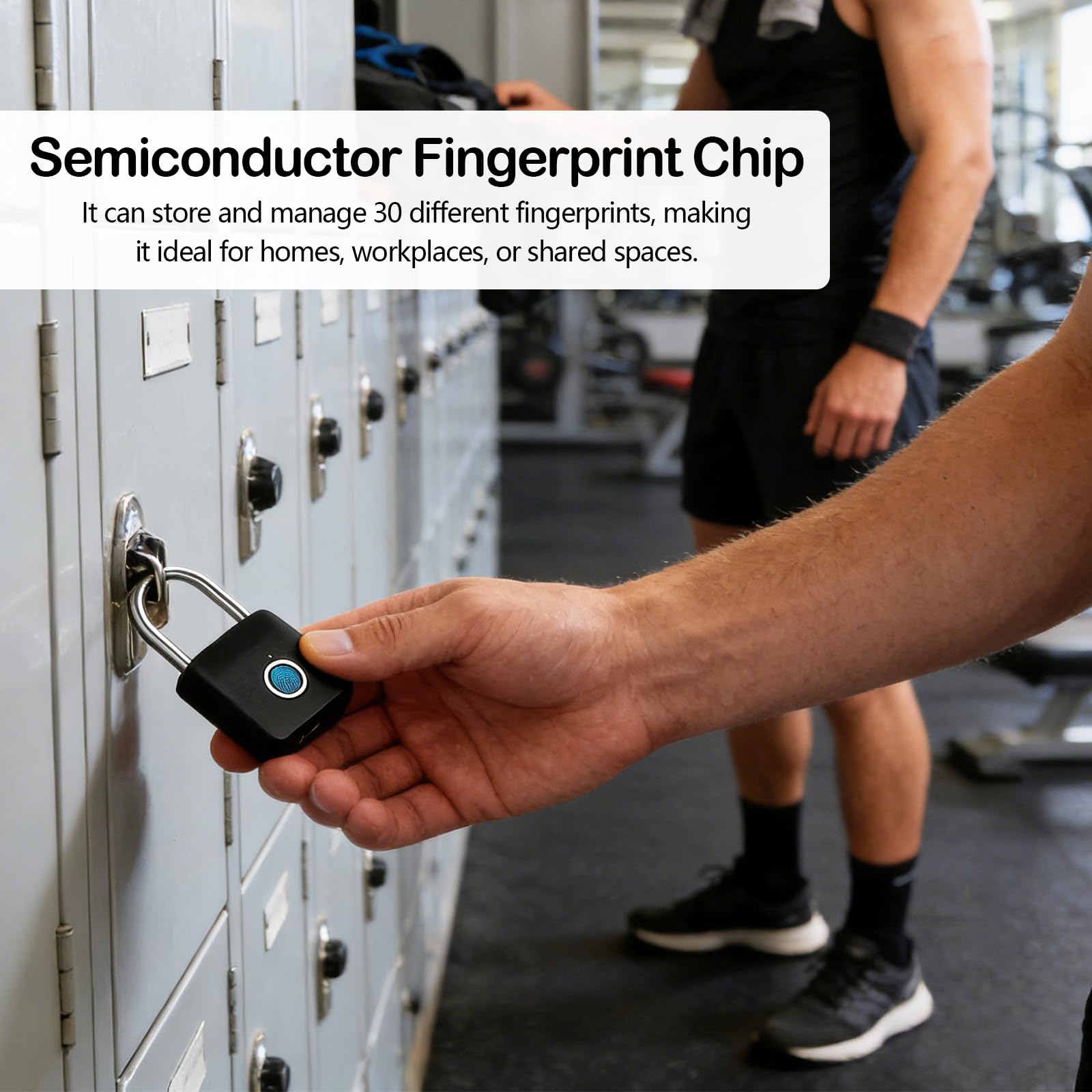 Lucchetto con Impronta Digitale, 2 Pezzi Lucchetto Armadietto in Lega di Zinco da 130 mAh con Archetto di Bloccaggio in Acciaio Inossidabile 304 e Chip a Semiconduttore per Armadietti Palestre
