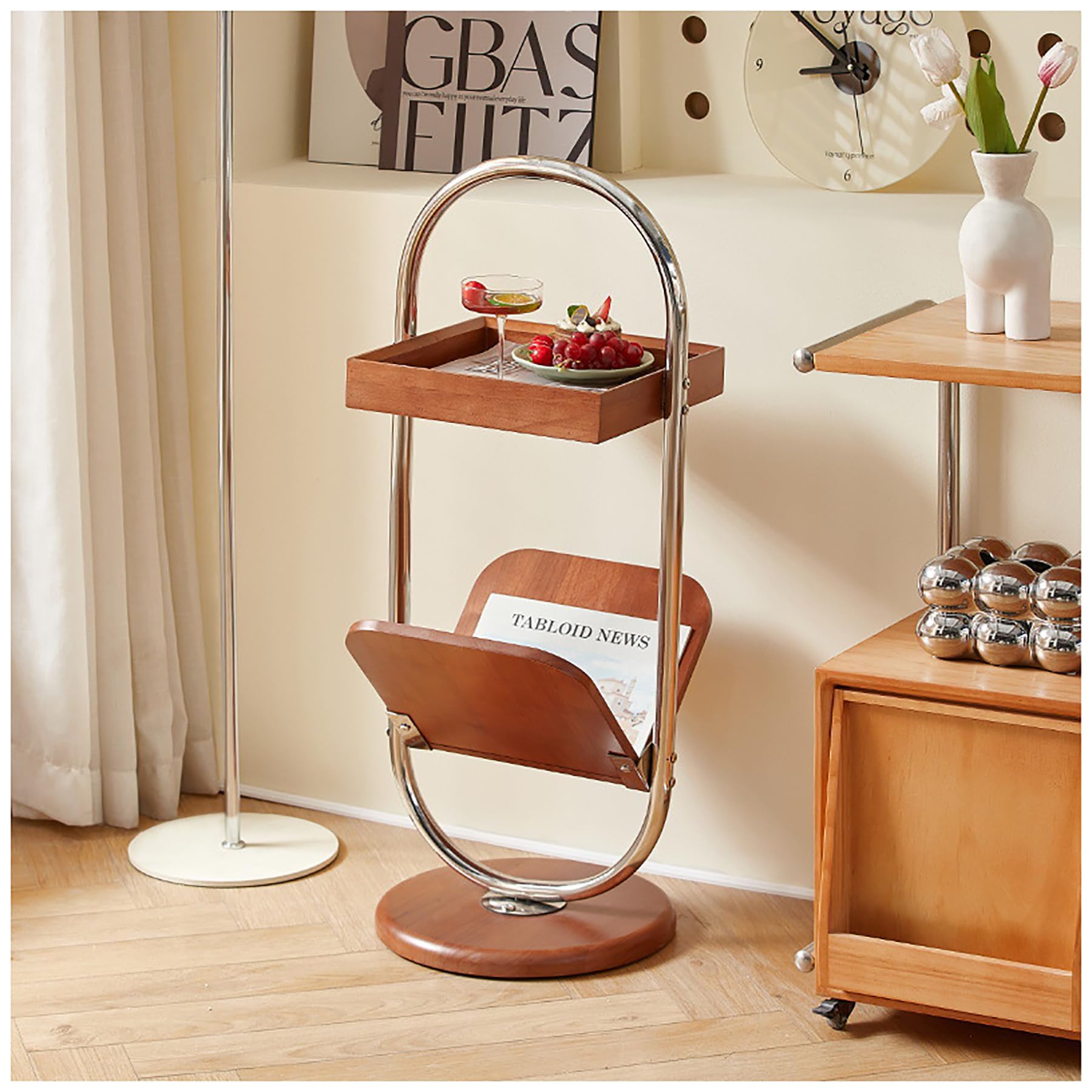 ZLGONRL Small Couch Side Table Coffee Table Small Bedside Table Wooden End Tables Living Room Small Bookshelf End Table Nightstand Tables with Magazine Rack