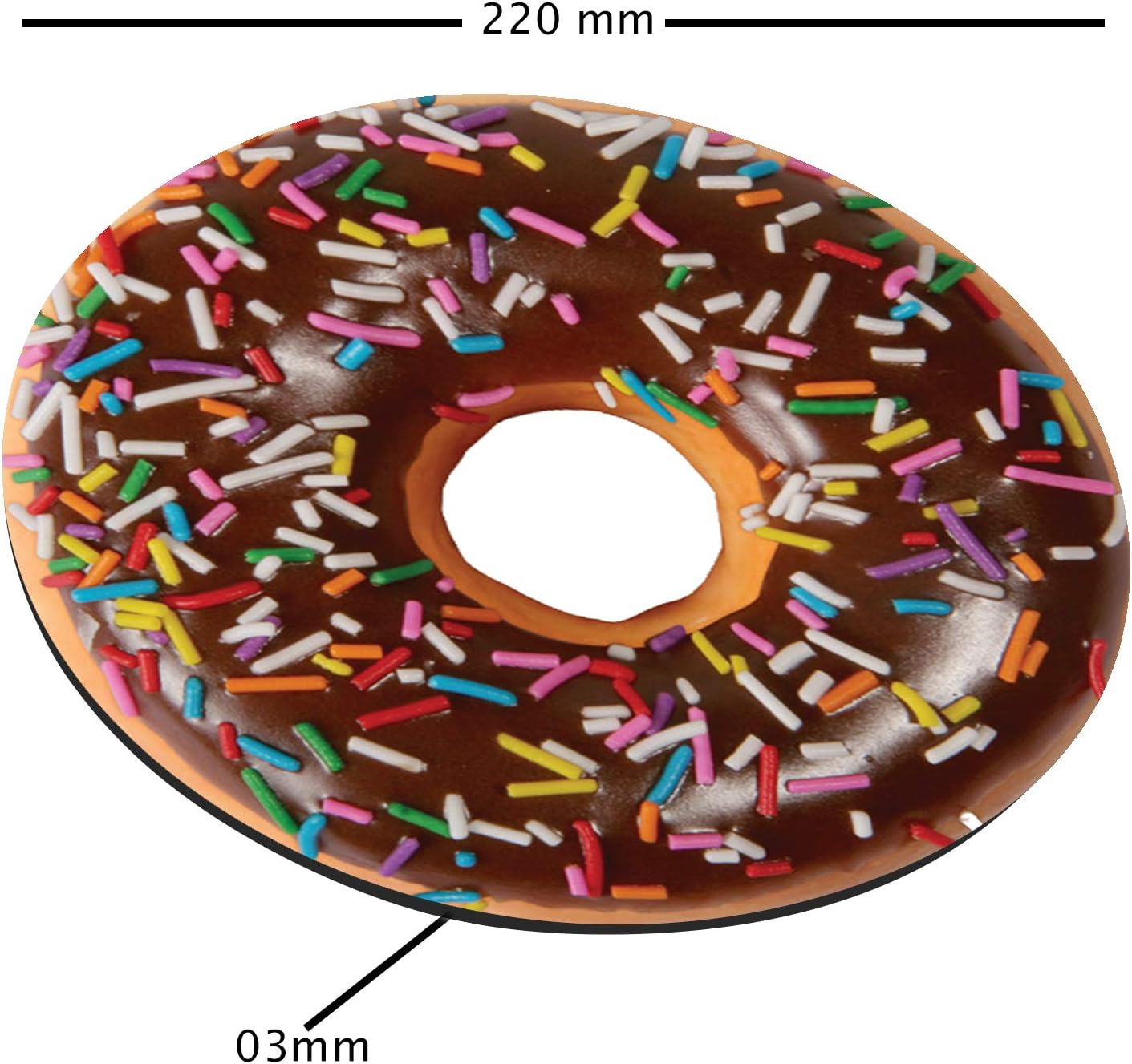 BANNER BUZZ Chocolate Donuts with Sprinkles Mouse Pad, Simulation Doughnut Foodie Round Ergonomic Mouse Pad Non-Slip Rubber Material for Office Desk Gaming Home Space Decor - 220mm Diameter