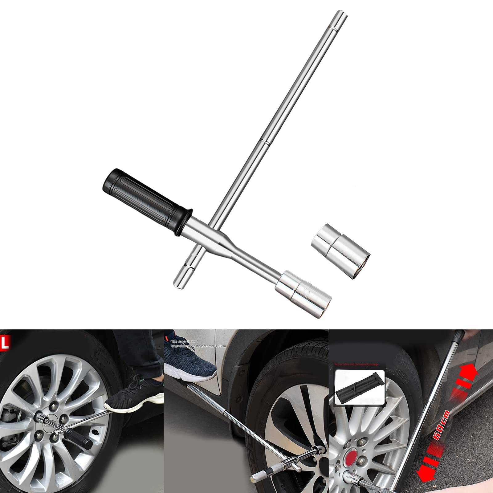 Llave de rueda, llave cruzada, removedor de zócalos de coche para reemplazo de neumáticos de 17-23 mm, pintura de reparación