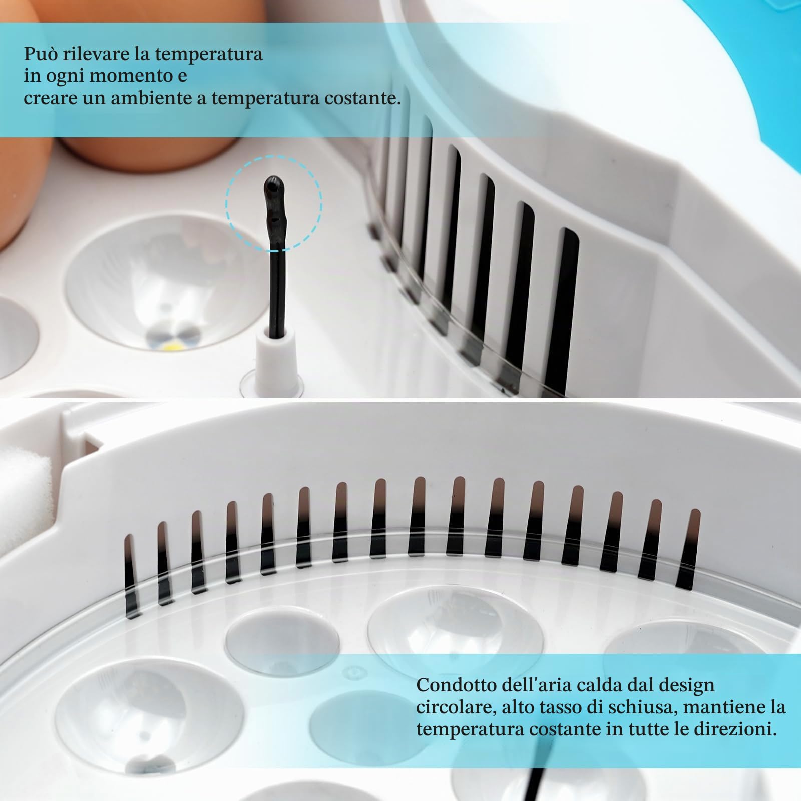 Incubatrice di Uova, 9 Uova Hatcher Pollame Macchina da Cova con Rotazione Automatica e Controllo Della Temperatura Pollo Brooder Incubatori, per la Cova di Uova di Pollo Anatra Oca Quaglia