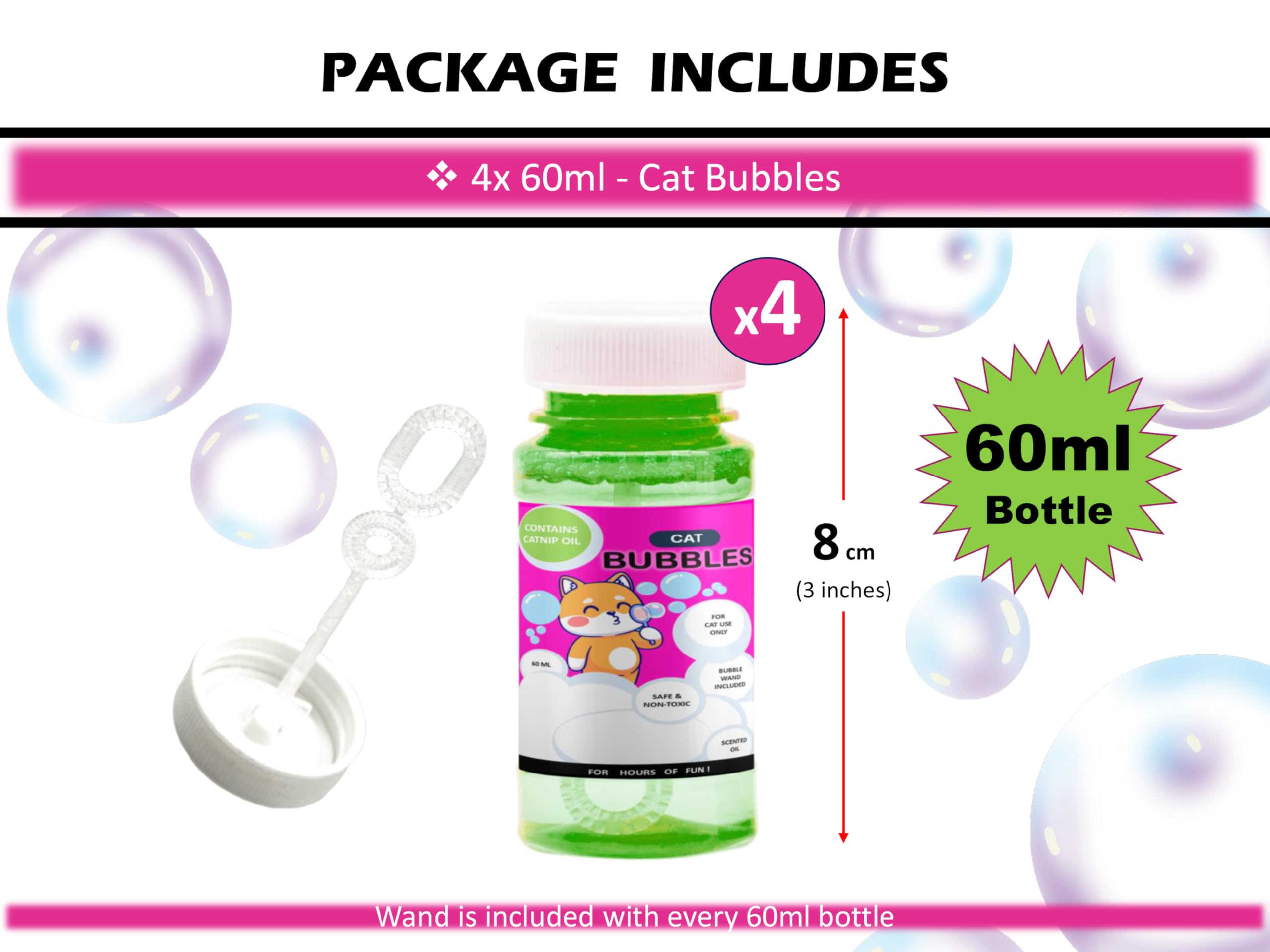 Petopedia 4x Catnip Bubbles for Cats and Kittens, Natural Catnip Oil, Safe Interactive Cat Bubble Toy - Image 2
