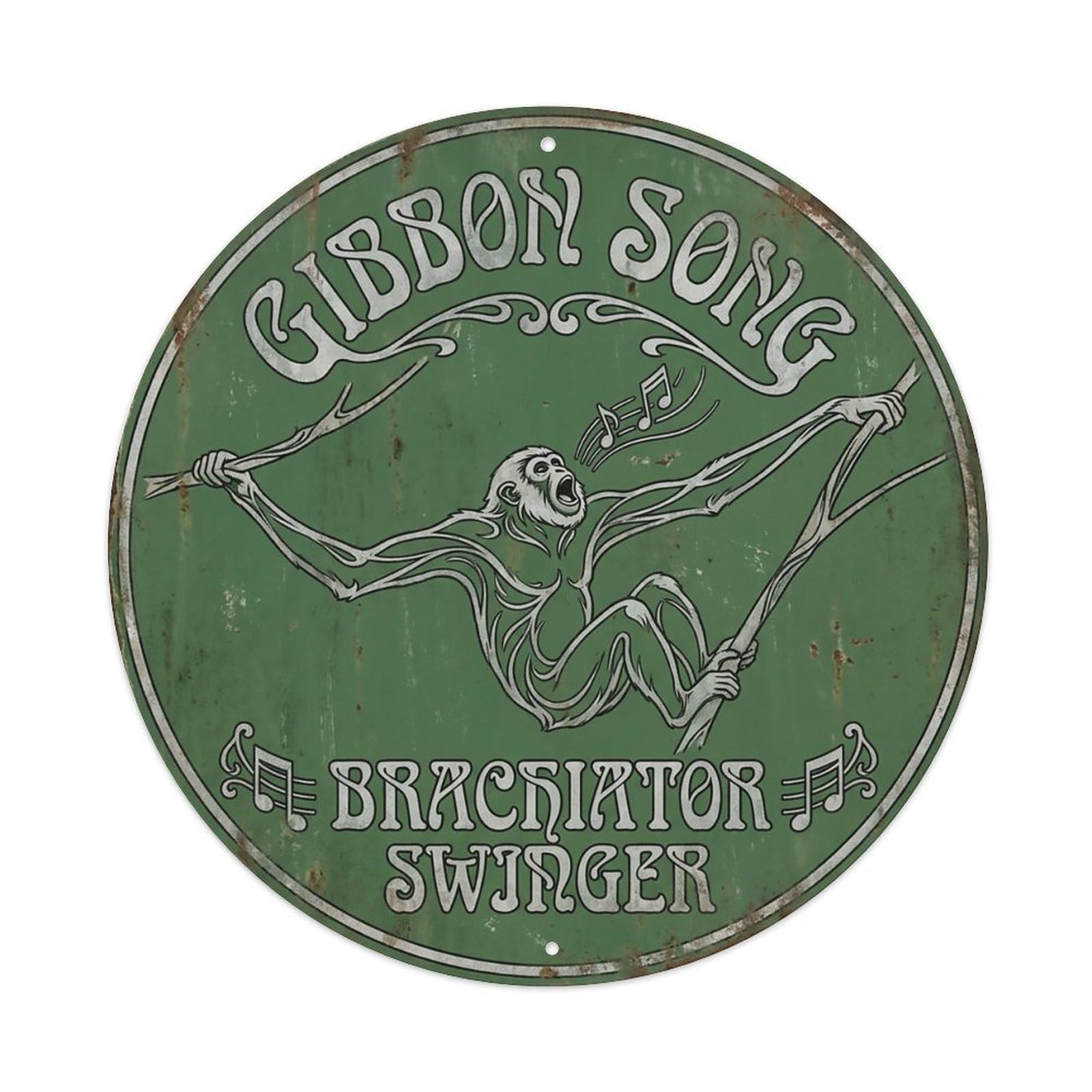 Cxhjca 8X8inch(20X20cm) Gibbon Song Brachiator Swinger Metal Tin Sign