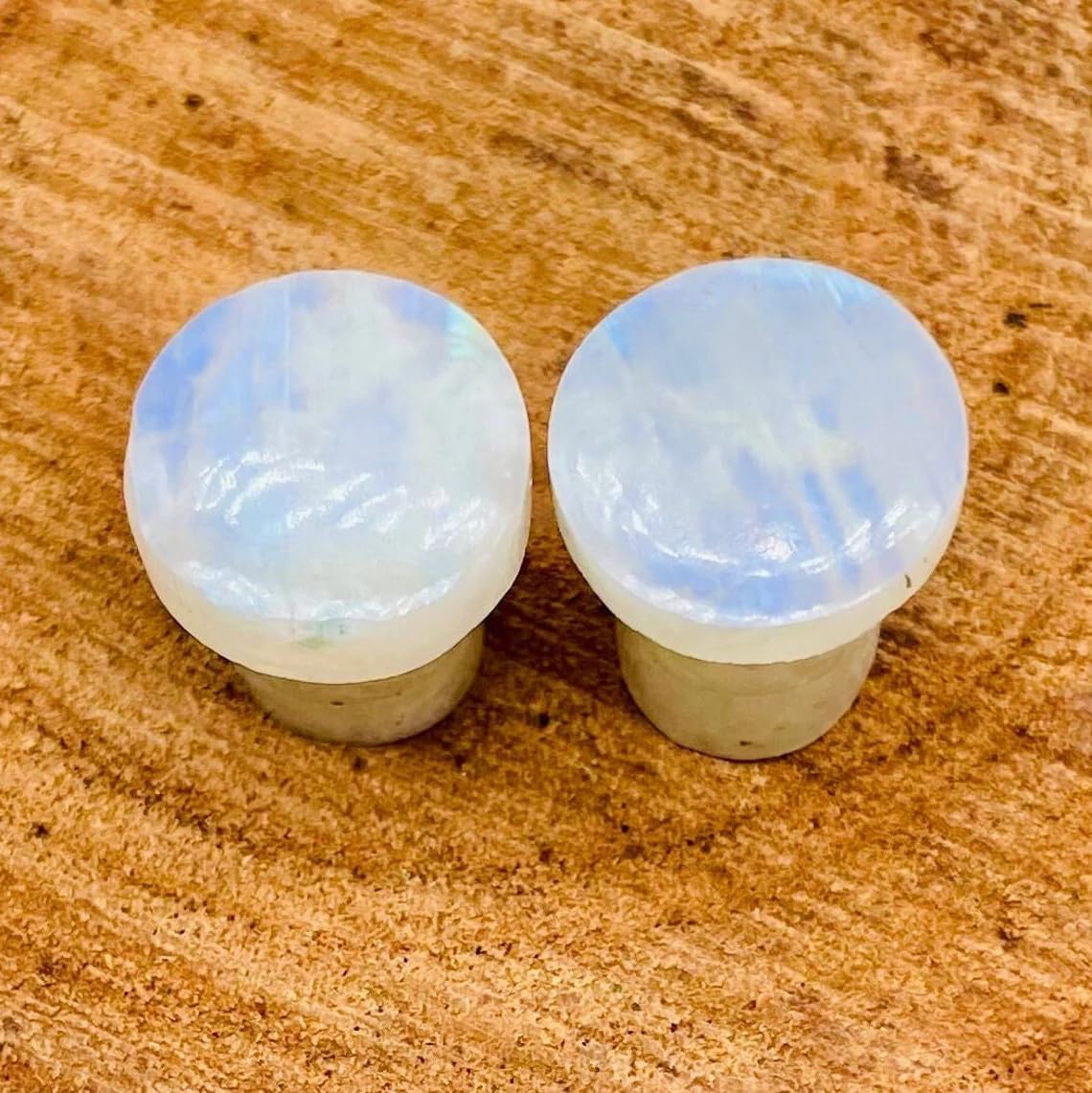 Natural Moonstone Gemstone Single Flared Ear Plugs | Handmade Tribal Body Piercing Jewelry | Organic Stone Ear Tunnel Plug | Spiritual Healing Jewelry for Stretched Ears – Unisex