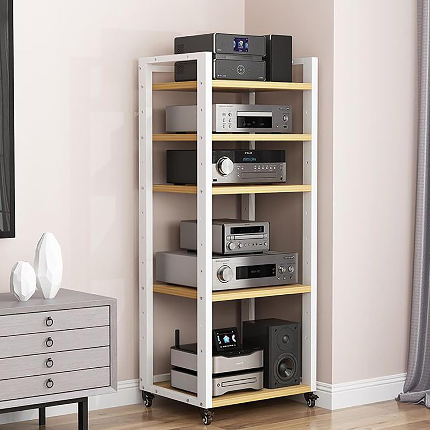 Amazon.com: FZYUAN AV Media Stand 5/6/7/8 Tier Movable Record Player ...