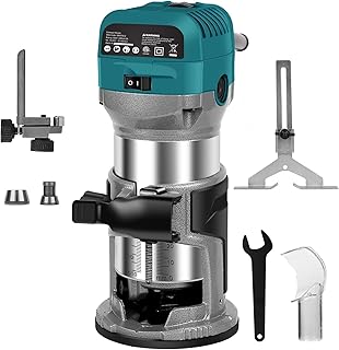 Herramienta para enrutador de madera de 6.5 amperios, enrutador compacto de 1.25 HP con 6 velocidades variables, base fij...