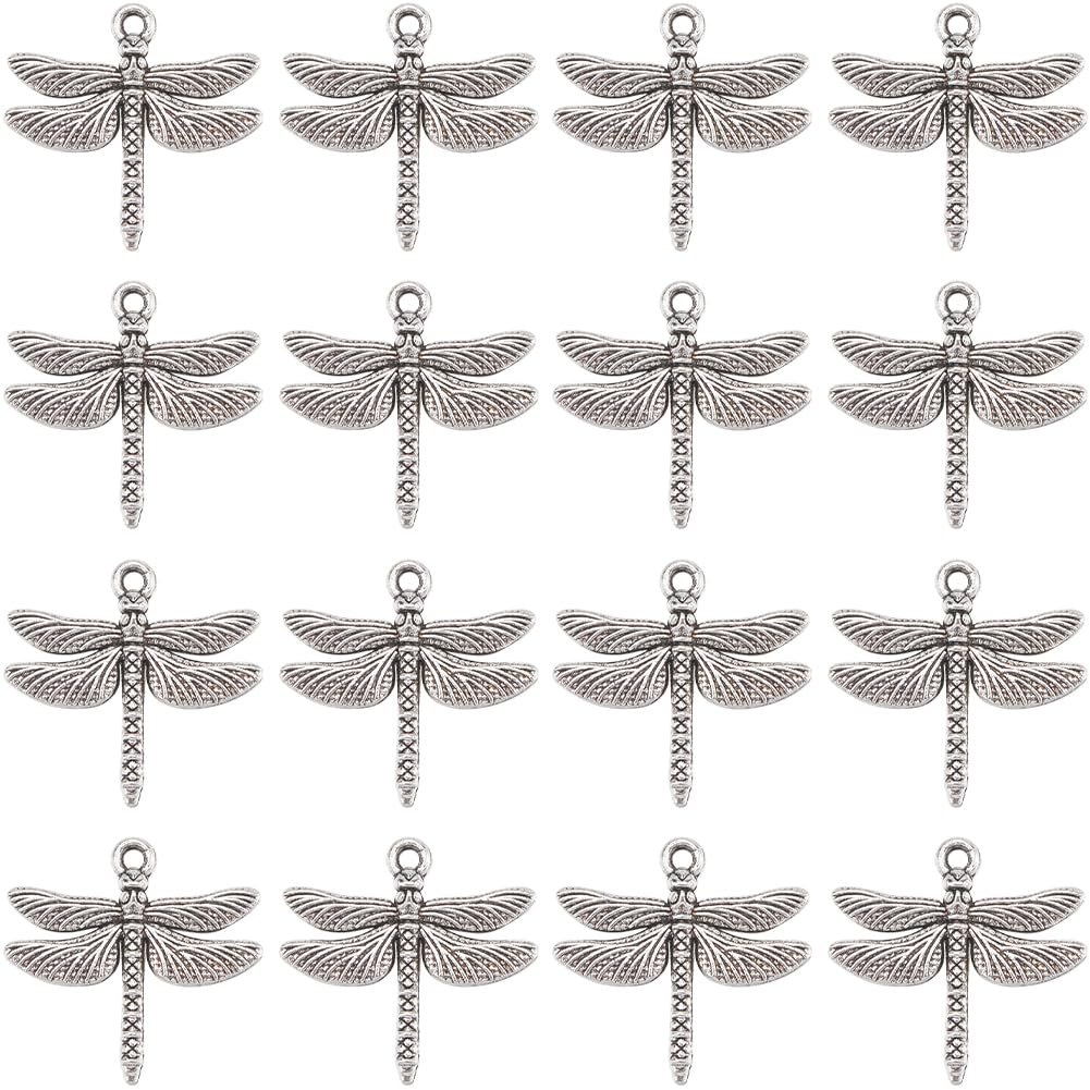 SUNNYCLUE 1 Box 100Pcs Dragonfly Charms Bulk Fly Insect Charm Alloy Flying Antique Silver Tibetan Style Spring Summer Wing Animal Pendant Charm for Jewellery Making Charms Necklaces Supplies DIY Craft