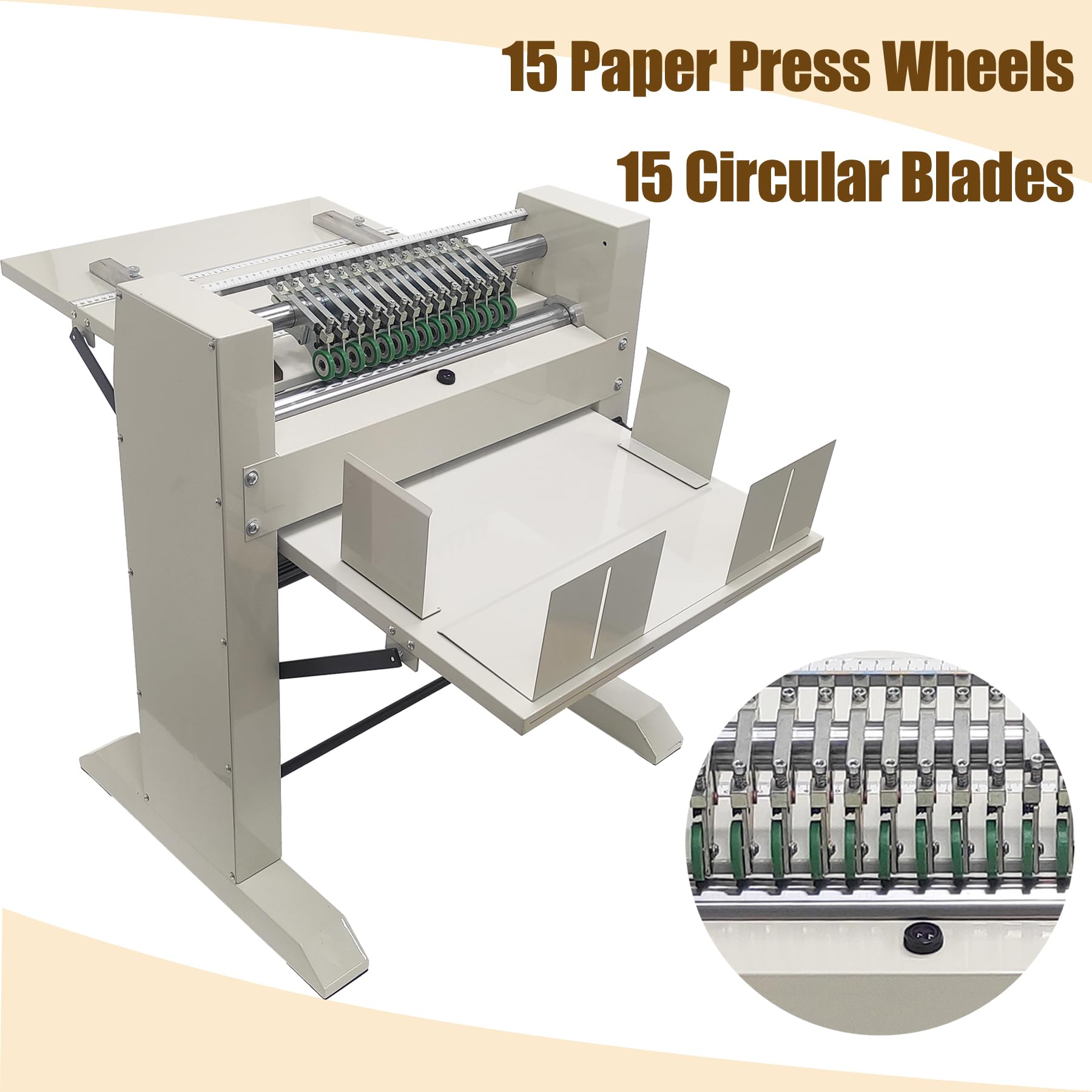 TECHTONGDA 20.47'' Sticker Half Cutting Machine 110V Self-Adhesive Sticker Paper Cutter 15 Sets Blades, Adjustable Speed and Blade Interval, Rotating Speed 50-300 R/Min