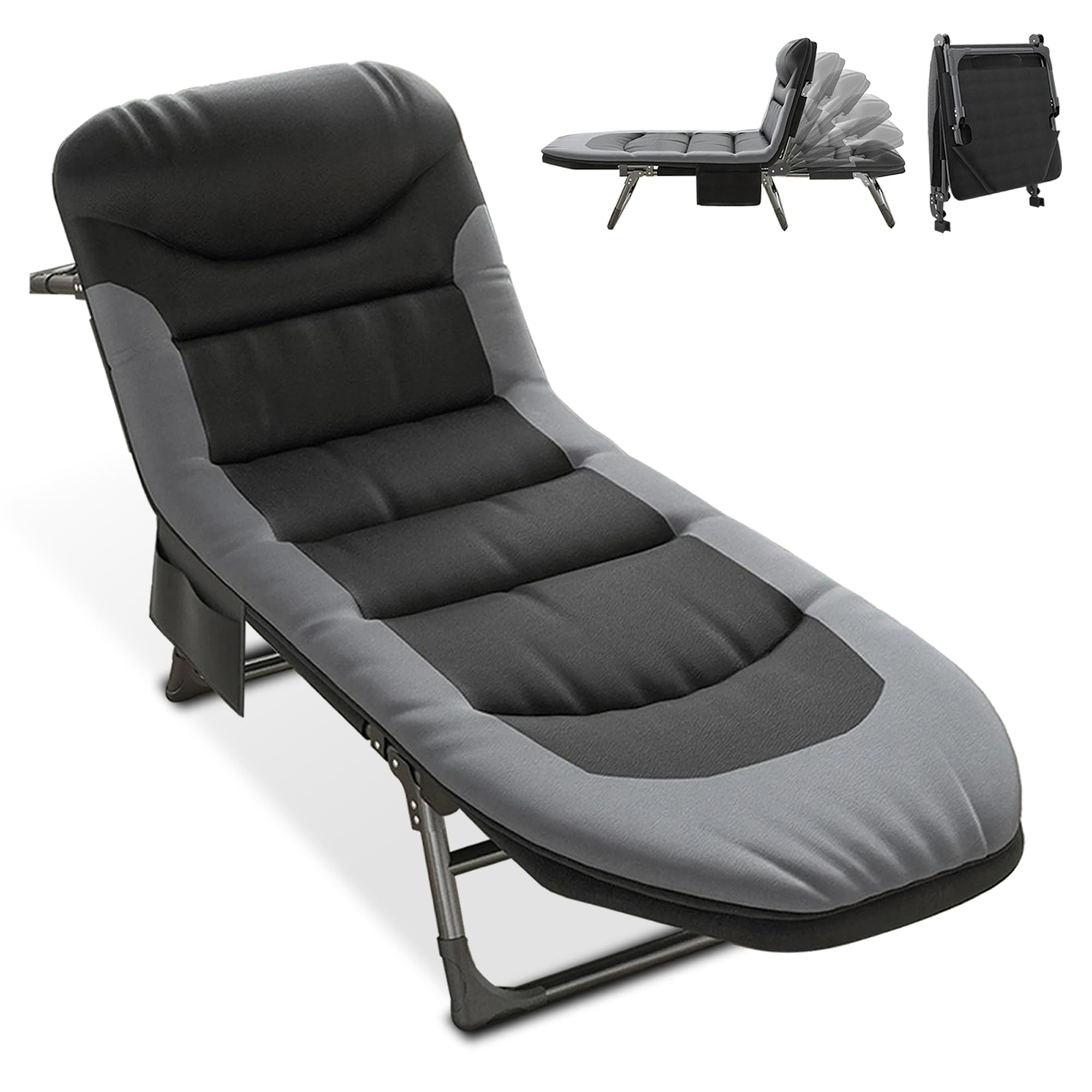 T-ZBDZ Sun Loungers for Garden Folding Sunlounger Chair, 190x65x30cm Outdoor Reclining Sun Lounger, Sun Bed Lounger 6 Position Adjustable Backrest, for Patio Deck Pool Camping (Black)