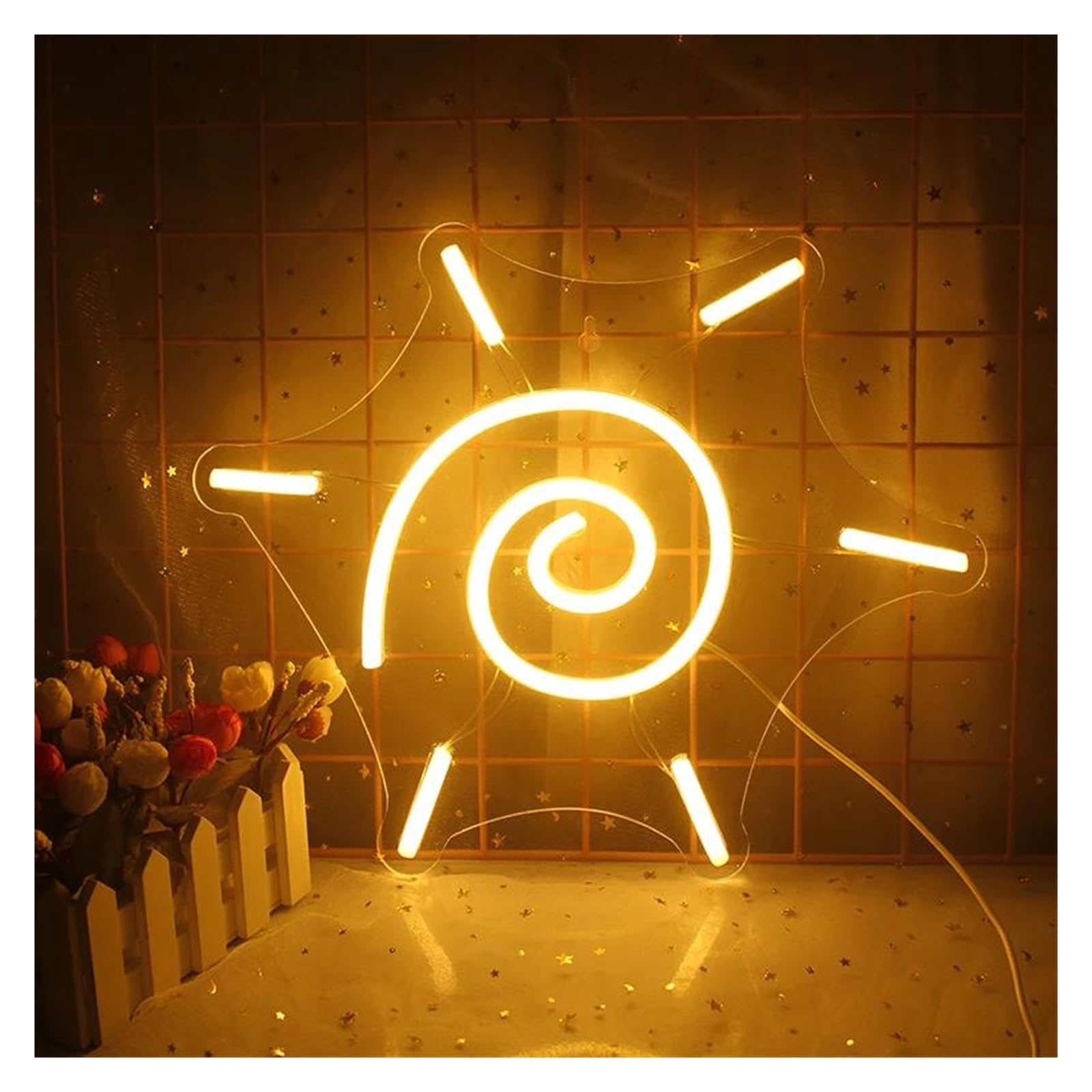 XENITE Luces Art Decoration Christmas Letrero De Neón Con Forma De Sol, USB, Con Interruptor, Luces Colgantes De Pared, Decoración Artística Para Fiestas, Vacaciones, Para El Hogar 37x30.5cm