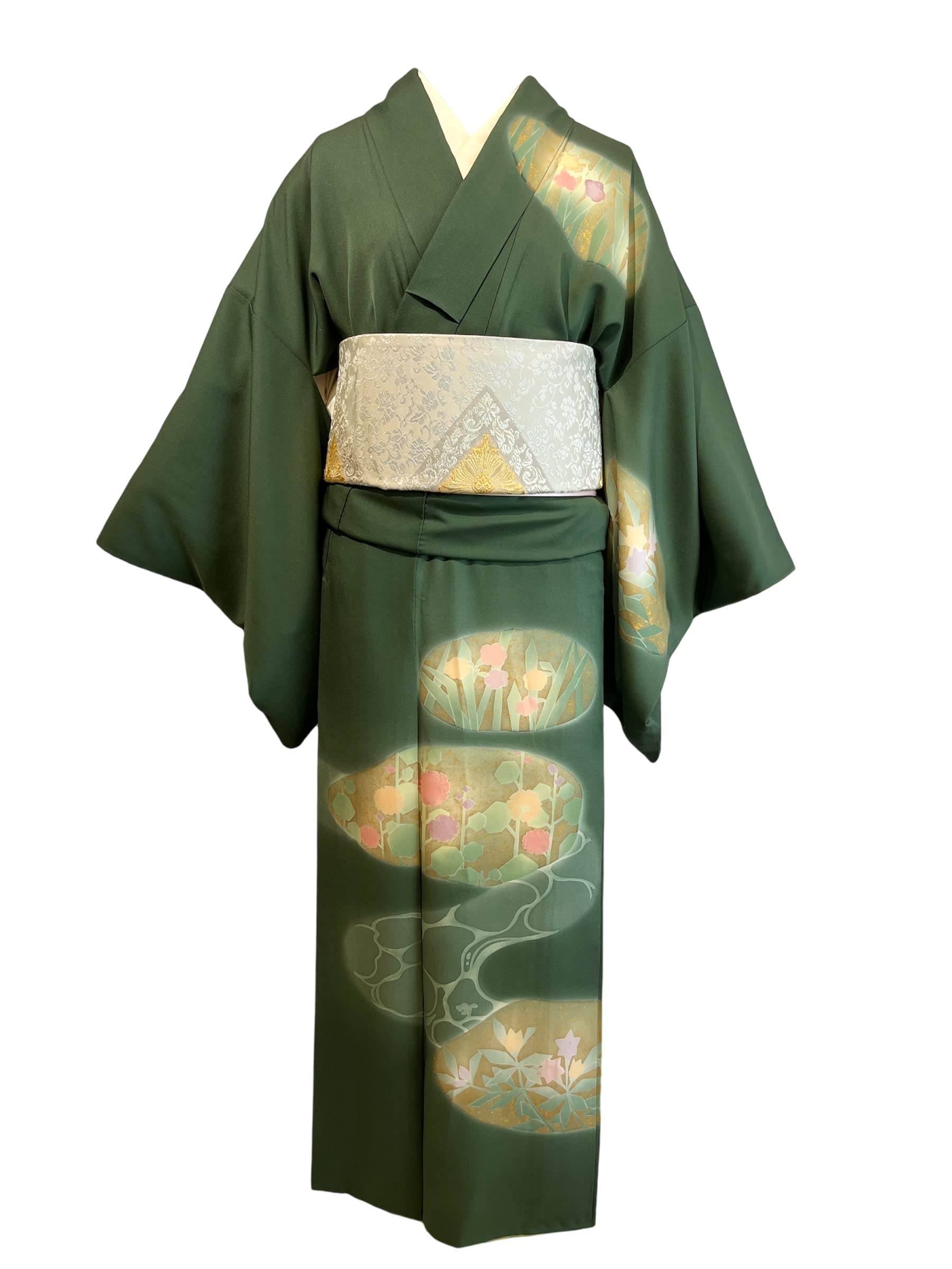 KIRUKIRU】新古品「浜ちりめん」着物 反物 13m31cm 着尺 正絹 山吹色 
