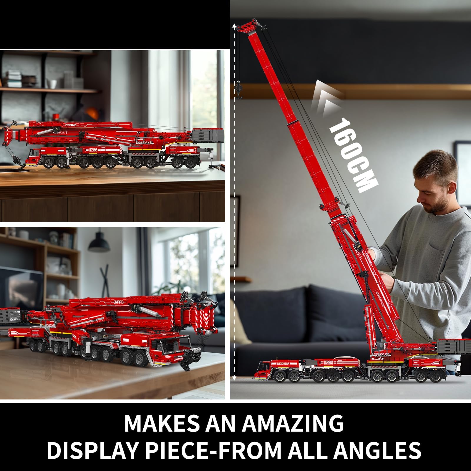 Mould King 17008 Red Heavy Crane Model Building Set, 8506 Pezzi Kit Motorizzato Veicolo Costruzione con APP e Telecomando, Progetto di Ingegneria Meccanica per Collezionisti Adulti