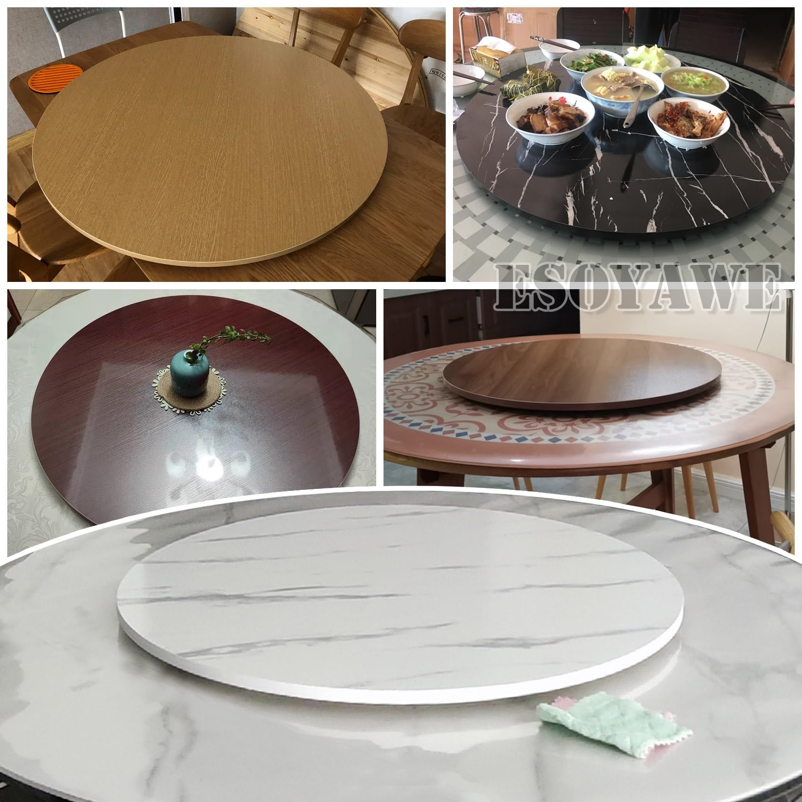 Lazy Susan Piatto Girevole Da Tavolo Da Pranzo In Legno Girevole A 360º, Diametro Ø 50-100 Cm Rotondo Piatti Girevoli Da Piano Tavolo, Per Condividere Facilmente Il Cibo In Tavola