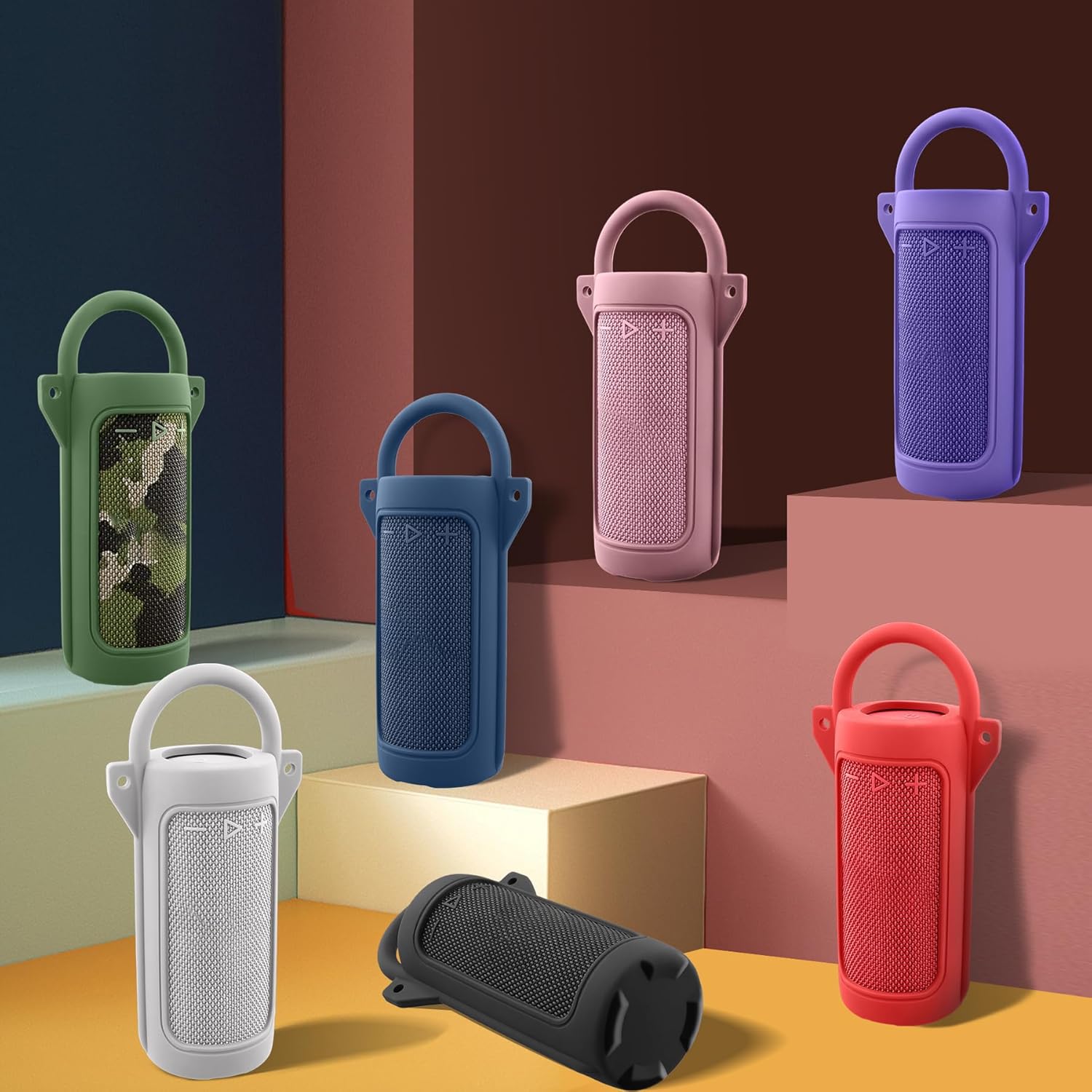 for JBL Grip Portable Waterproof Speaker Silicone Case, Portable Travel Soft Cover with Shoulder Strap and Carabiner, Protective Skin Case (White) - co2CREA - Image 7