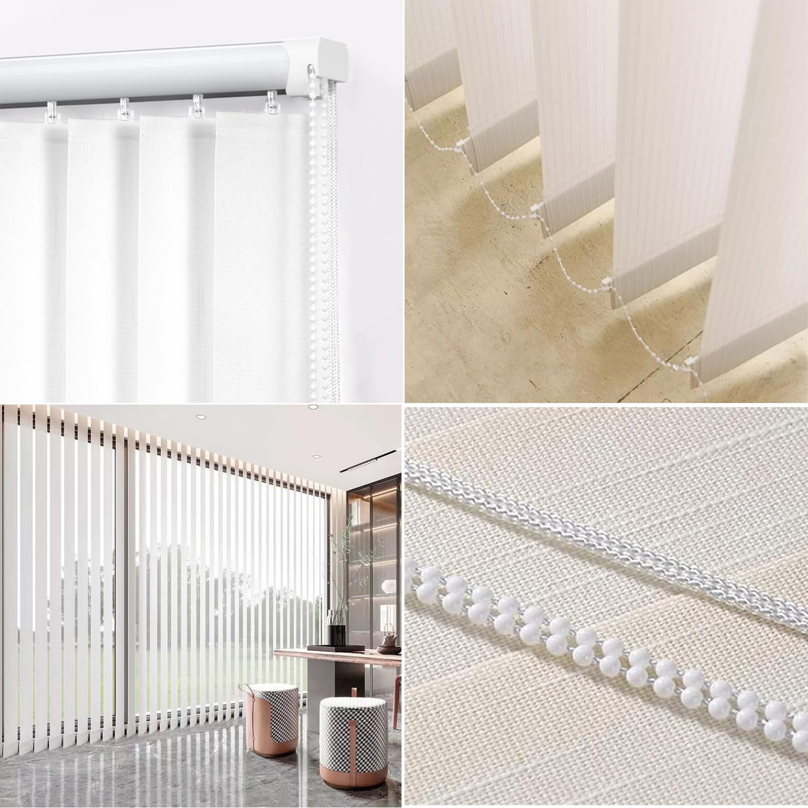 Lamellenvorhang Weiß Vertikaljalousie Komplettset 98mm Verdunkelungsgardine Blickdicht Sichtschutz Sonnenschutz Jalousette für Fenster und Tür,Größe und Farbe Wählbar (140cm x 230cm)