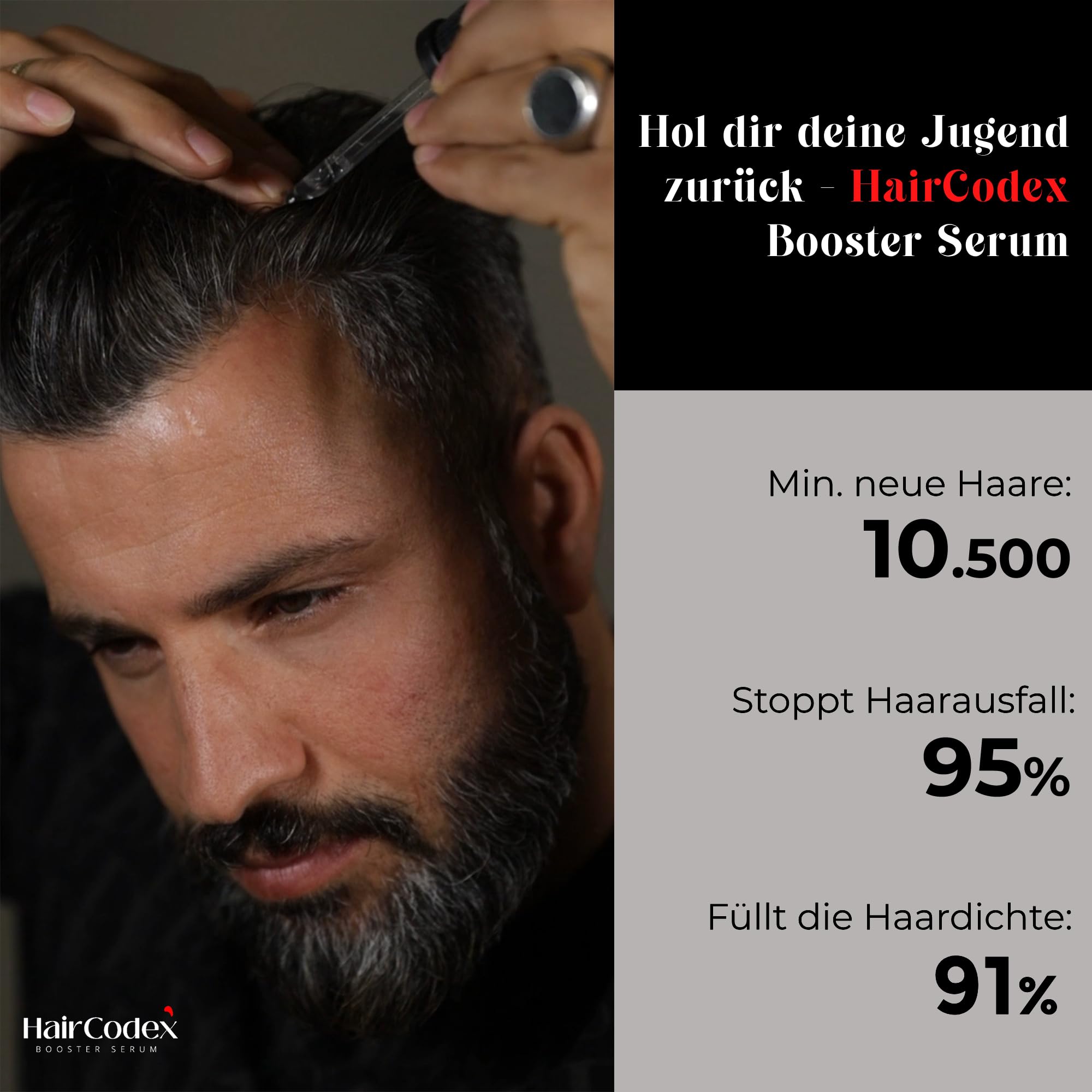 Booster Serum 3x 50ML Haarwuchsmittel mit Biotin und Keratin, 1x HC Stimulator Dermaroller für Haare oder Bart, Erblich Bedingten Haarausfall, 150 ml