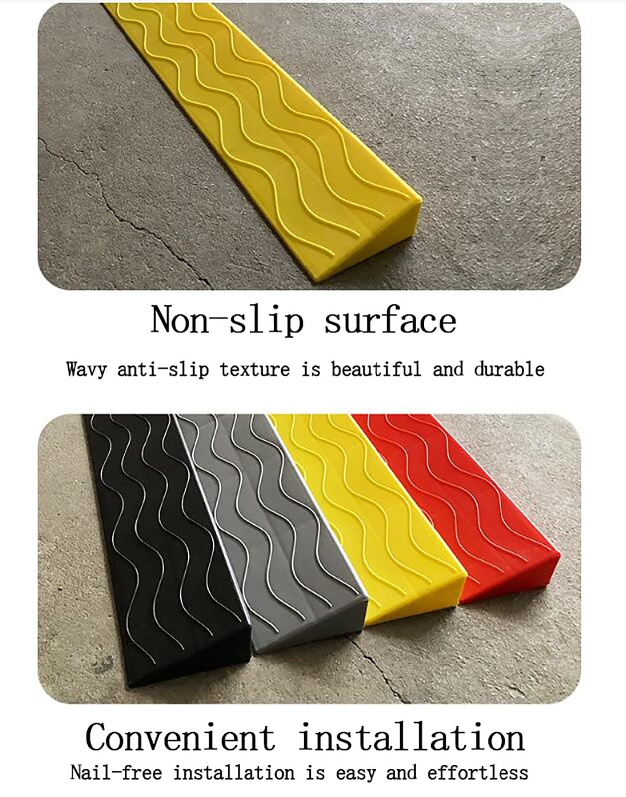 Rampas para Sillas de Ruedas Escaleras Ducha - Rampa de Bordillo Acceso Minusválidos y Ancianos con Sillas, Andadores,Scooters,Motos,Perros 7.5CM