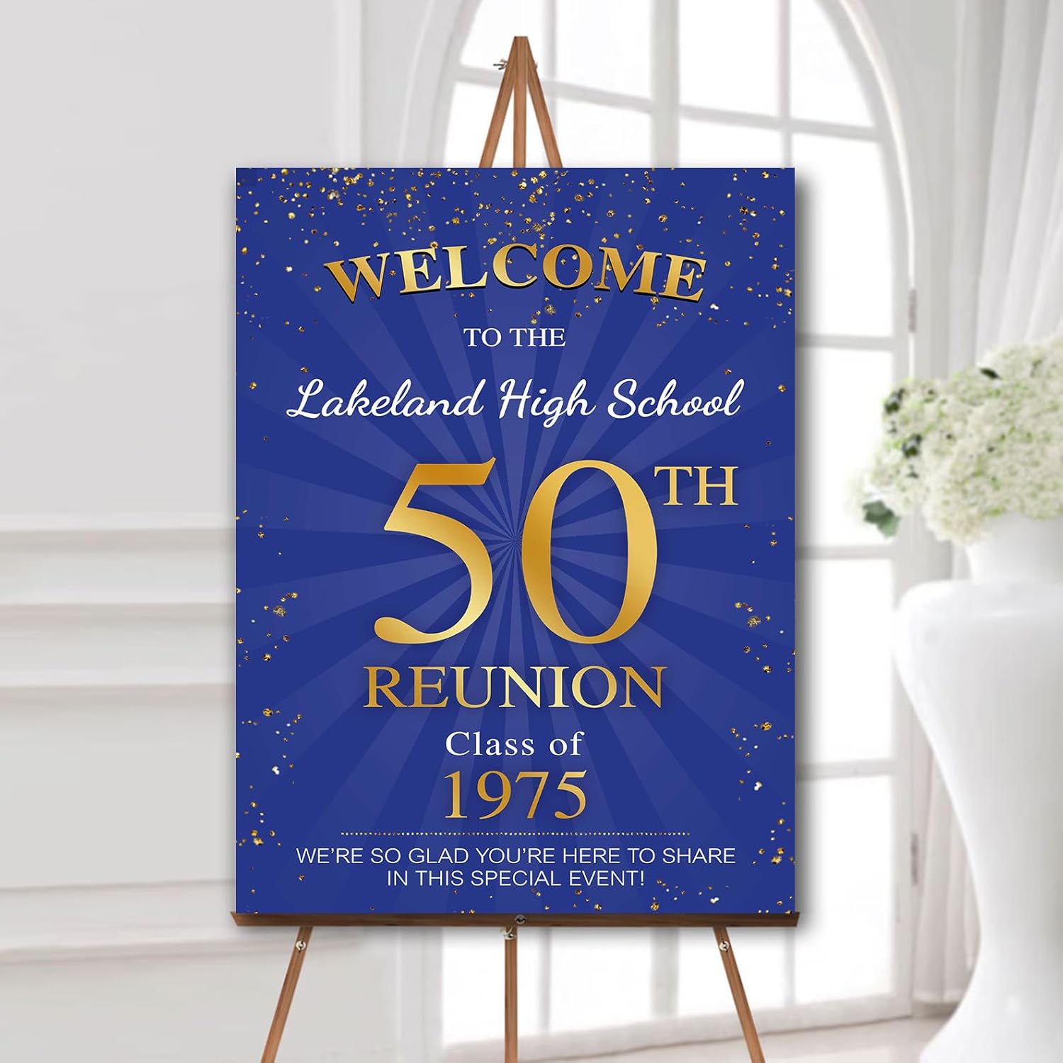 Personalized Class Reunion Welcome Sign, 50th Class Reunion Sign, Custom Any Year, High School Reunion, 50th Reunion Decorations Yard Sign Green & Gold