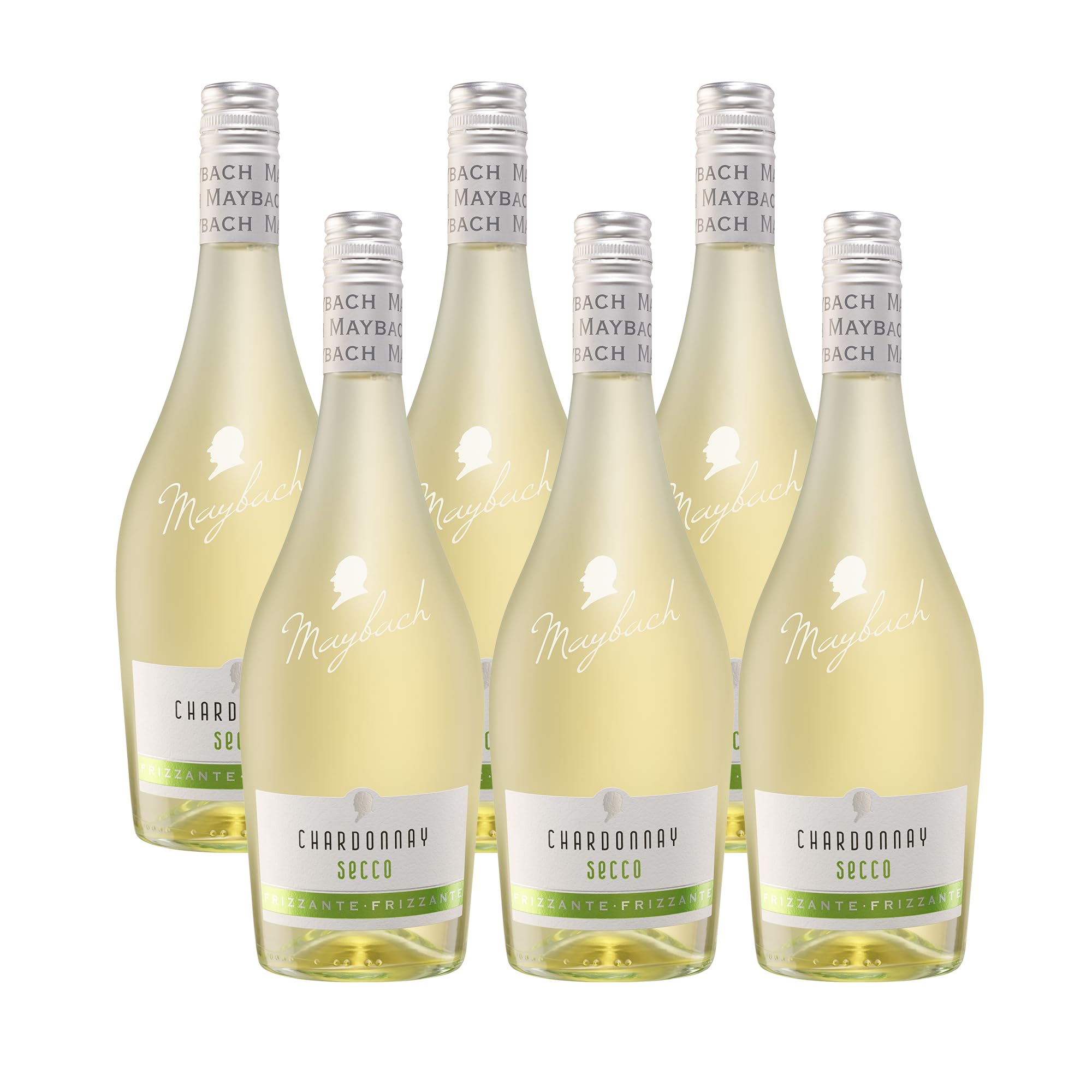 Maybach Secco Chardonnay (6 x 0,75l) – prickelnder Secco aus Deutschland, elegante Premium-Alternative zu Prosecco, fruchtig-frisch im Geschmack, ideal gekühlt genießen