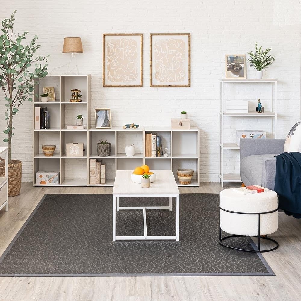 Estantería Cubo 8 huecos de laminado blanco y roble claro de 120x60x30 cm | Tablero laminado de 12 mm. Soporta 10 kg por balda. Patas regulables en altura. Medida interior de cada hueco: 28x29x28 cm