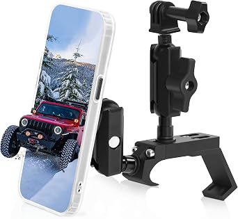 Nilkatss Strong Magnetic Phone Mount & Action Camera Mount, Compatible with 2018-2023 Jeep Wrangler JL & 2020-2023 Gladiator JT Multi-Holder System for Jeep Phone Mounting