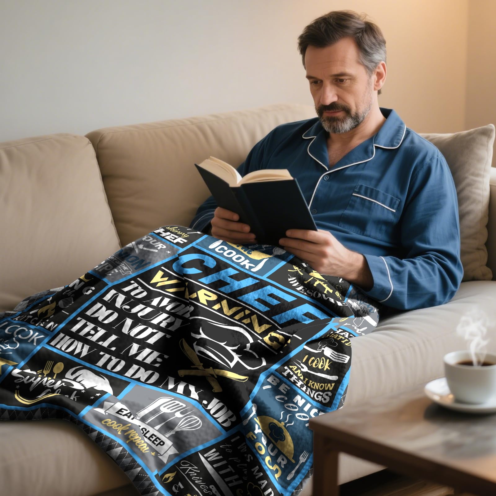 Chef Gifts for Men Blanket 60"x50", Cooking Gifts for Men, Gift for Chefs Man, Gift for Cooking Lovers, Presents for Mens Cooks, Gifts for People Who Like to Cook