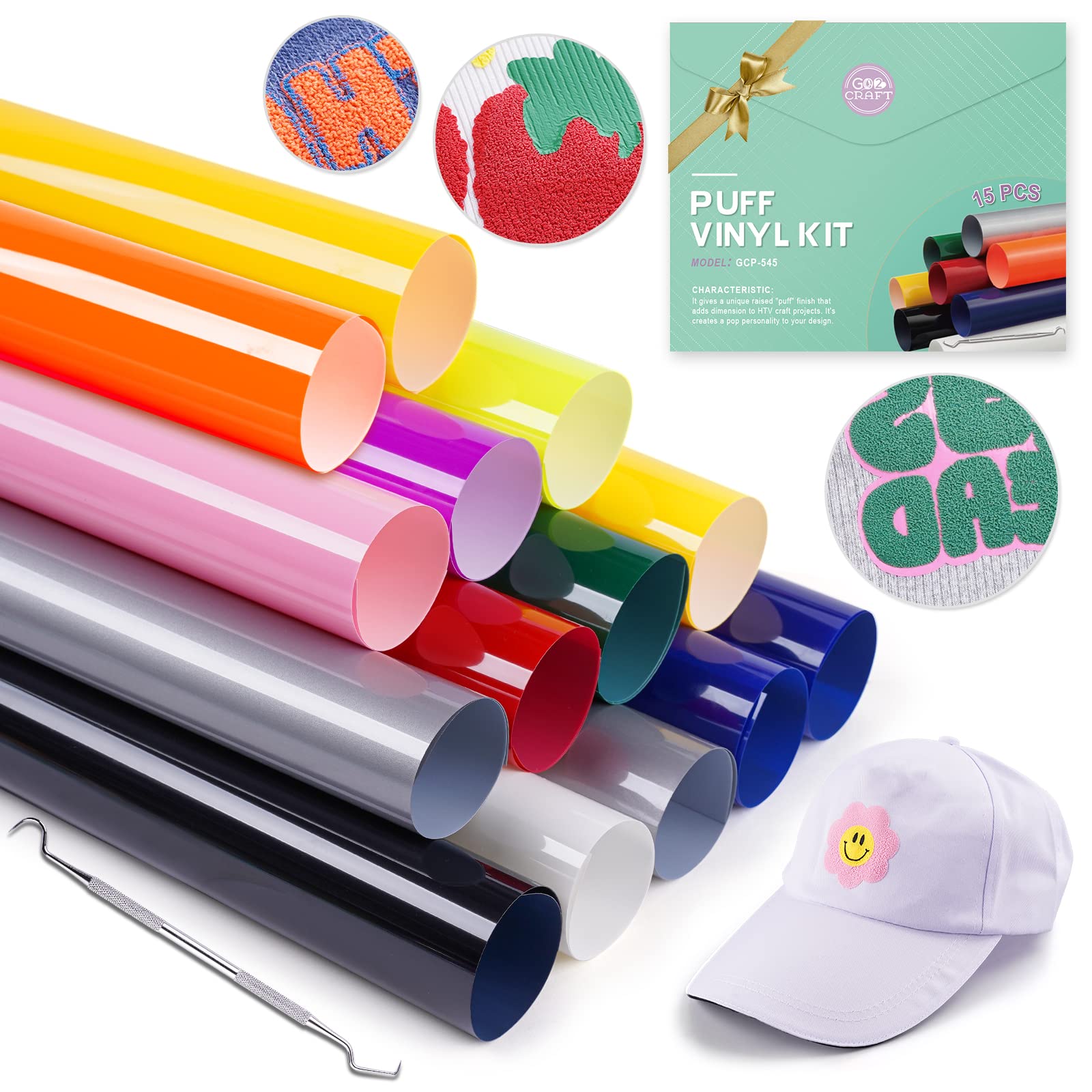 Buy GO2CRAFT 3D Puff Vinyl Heat Transfer, 14 Sheets Easy to Weed & Good