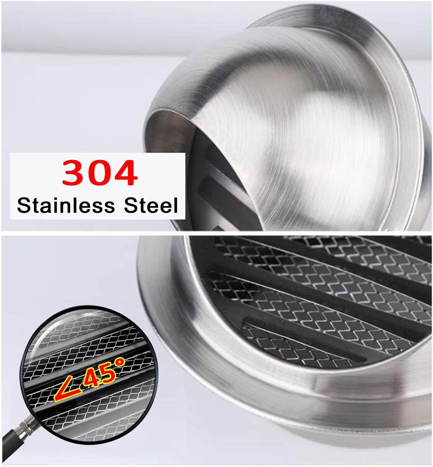 Wall Air Soffit Vents, 304 Stainless Steel Round External Extractor, Air Ventilation Outlet Hood for Home Bathroom, Kitchen, Office Ventilation, with Screws and Gloves(Silver 12in/300mm)