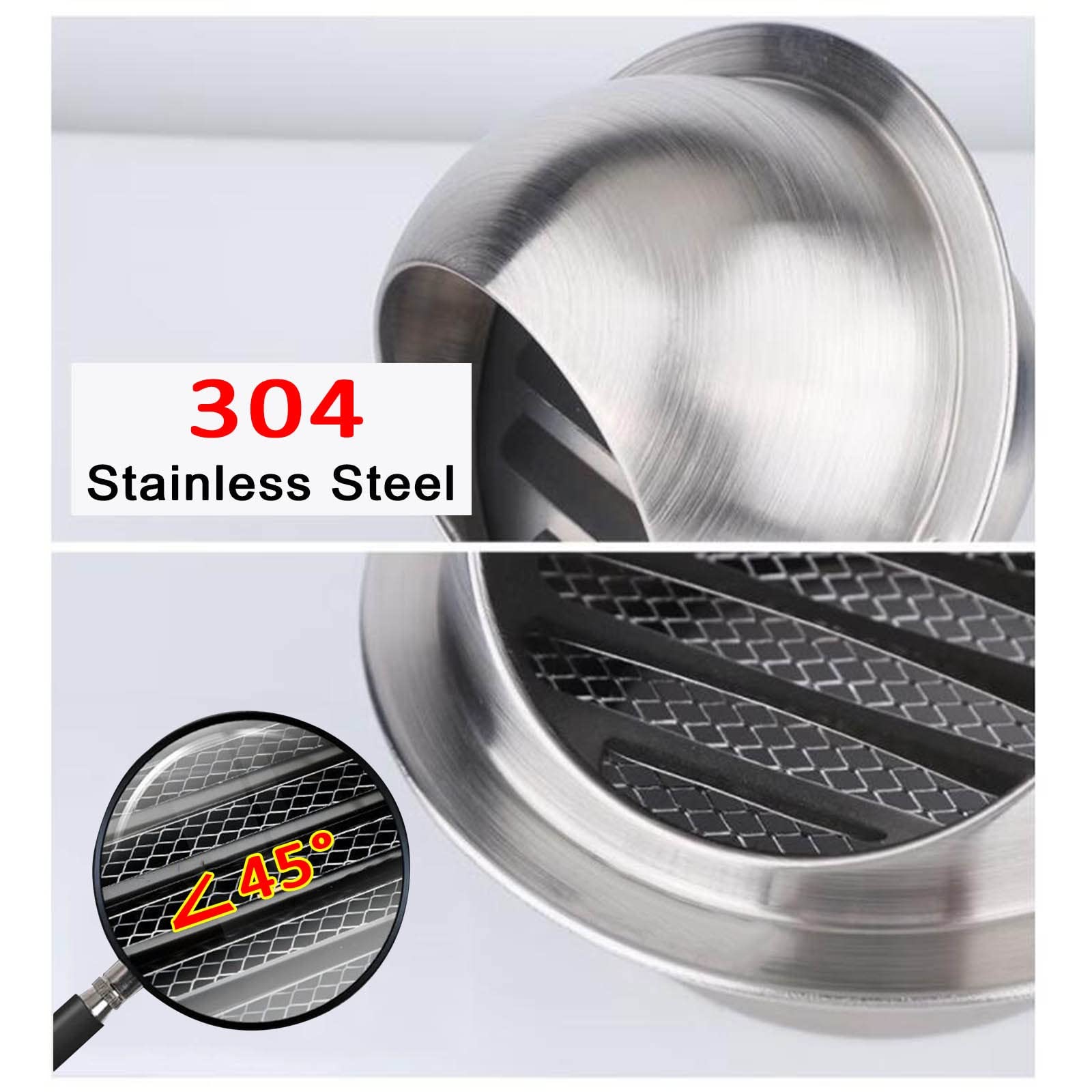 Grille Ventilation Hotte En INOX, Grille D'Aération Ronde Grille Ventilation Hotte Avec Maille De Protection, Prévention Des Blocages, Mural Bouches D'aération Pour Cuisine, Salle De Bain ( Color : Si