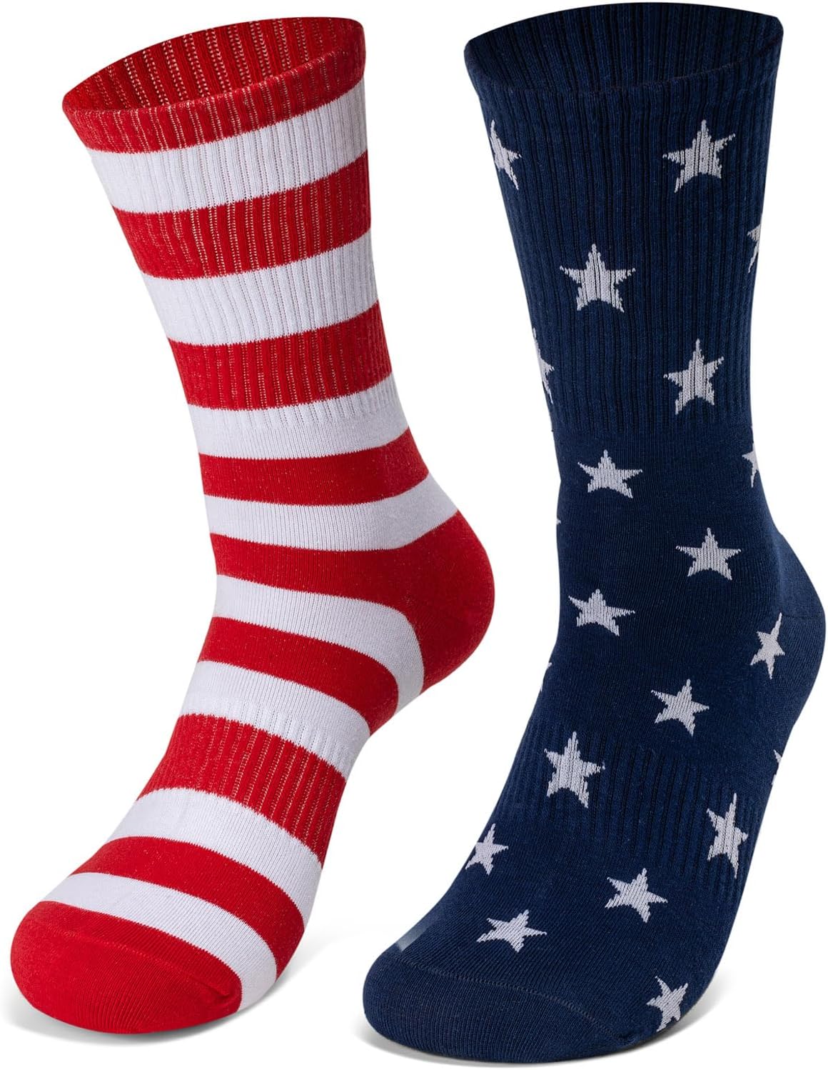 USA Flag Patriotic Socks for Men Women Red White Blue Star Stripe Middle Socks Independence Day 4th of July Gifts