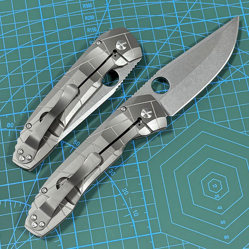 Klappmesser 8.66" Taschenmesser Robust aus Titan & Keramiklager Stahl outdoor messer survival, Praktische edc messer Jagdmesser Camper scharfes einhandmesser, Titanlegierung pocket folding neck knife