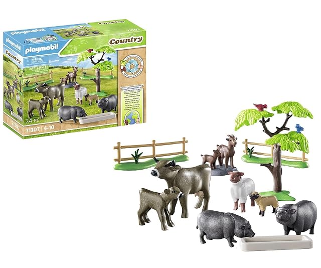 PLAYMOBIL Country 71307 Set Animales,con adorables Animales de Granja como Vacas, Cabras