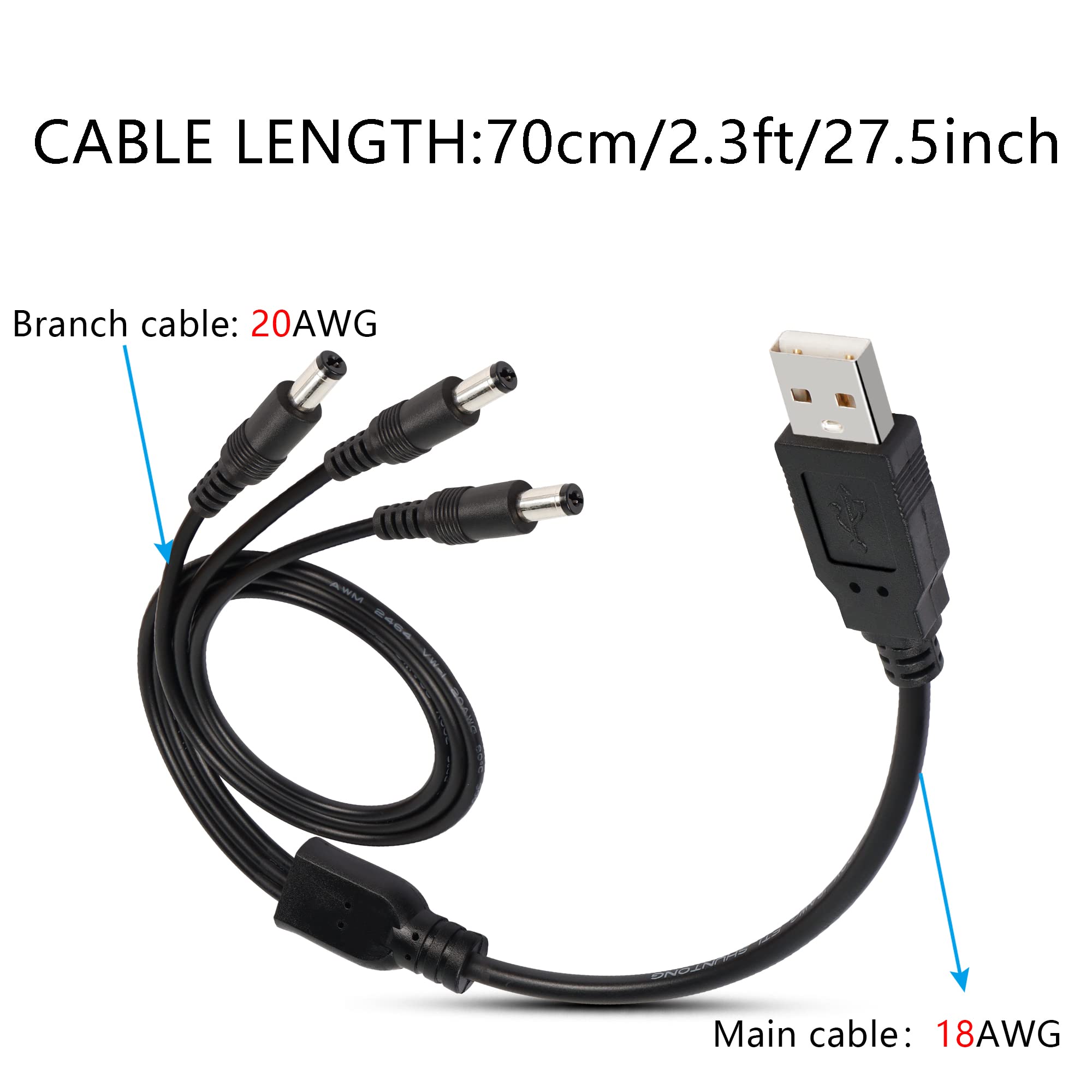 GINTOOYUN Câble D'alimentation 5 V USB 2.0 Vers CC USB 2.0 Vers DC 5,5