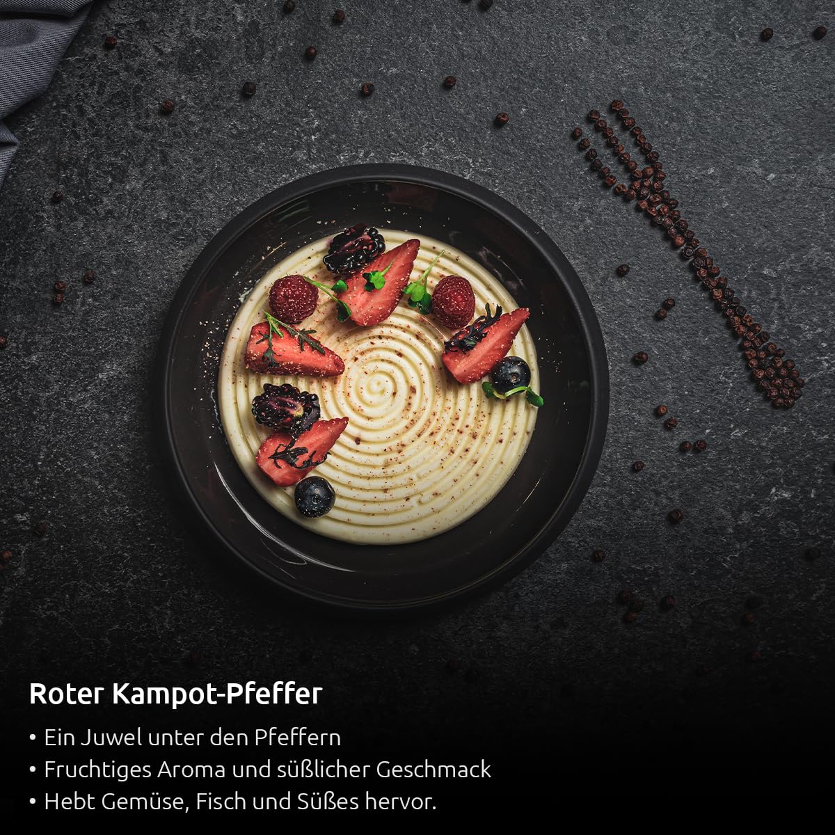 Pepper Field Kampot roter Pfeffer - doypack Pfeffer Rot, Premium Roter Pfefferkörner Ganz aus Kambodscha, Ganze Pfefferkörner für Mühle & Küche, Great Taste, Ideal zum Kochen & Grillen (500g)