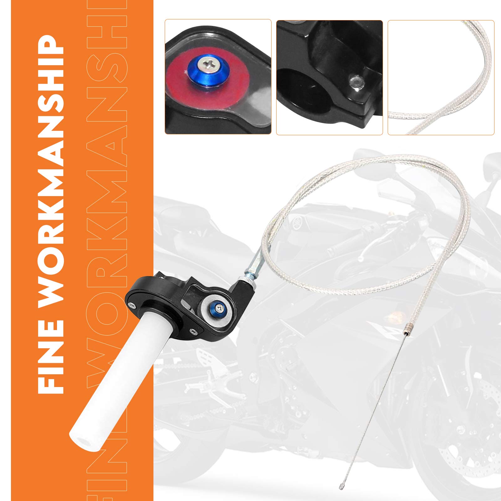 Cavo per manubrio da 7/8 pollici, maniglia per il gas Quick Turn Twist, in lega di alluminio, comando gas rapido, pezzo di ricambio per 50-250 CC ATV, Quad Pit Dirt Bike (rosso)