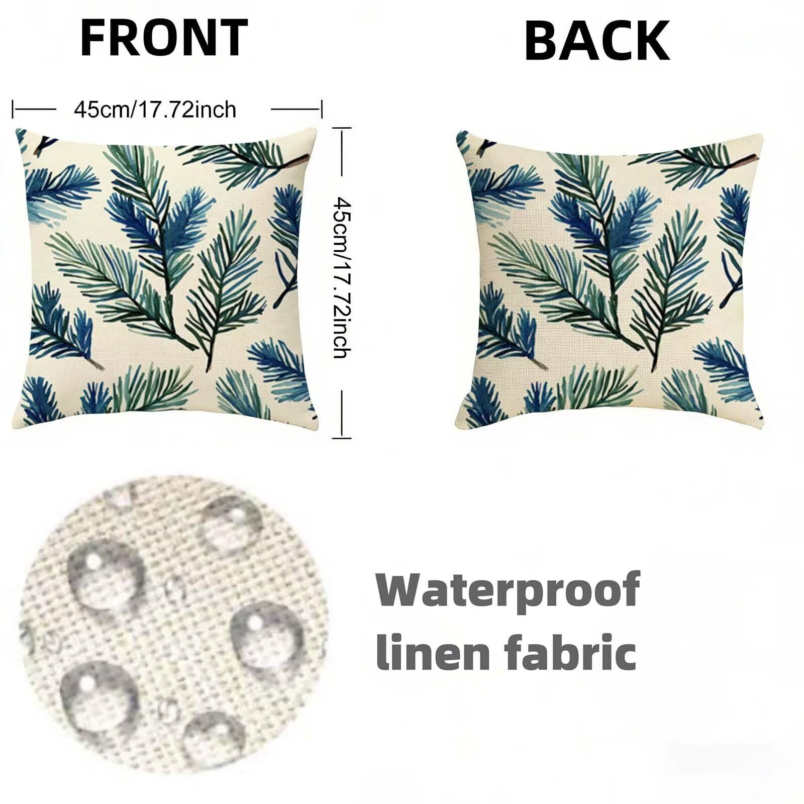 Juego de 2 Funda Cojin 80x80CM Beige,Cuadrada Impermeable Fundas Cojines Planta Lino Impresión a Doble Cara con Cremallera Oculta,Apto para Todas las Estaciones Funda Almohada para Sofá o Salón X-287
