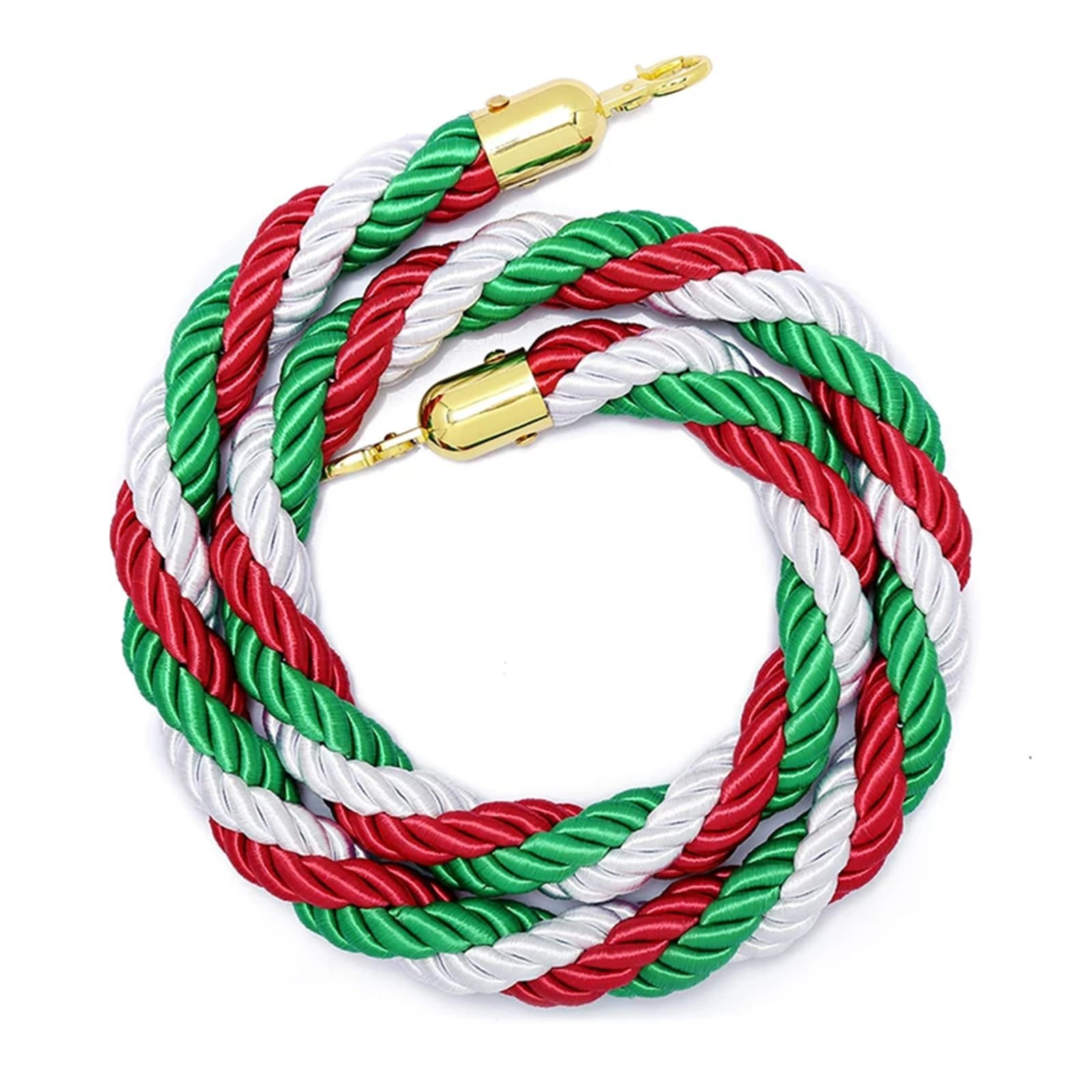 ZJKXJH Multi-colored Barrier Ropes with Gold Hooks, Commercial Crowd Control Partition Rope, Twisted Stanchion Barrier Line for Theater Auto Show(B,1.2m/47.2in)
