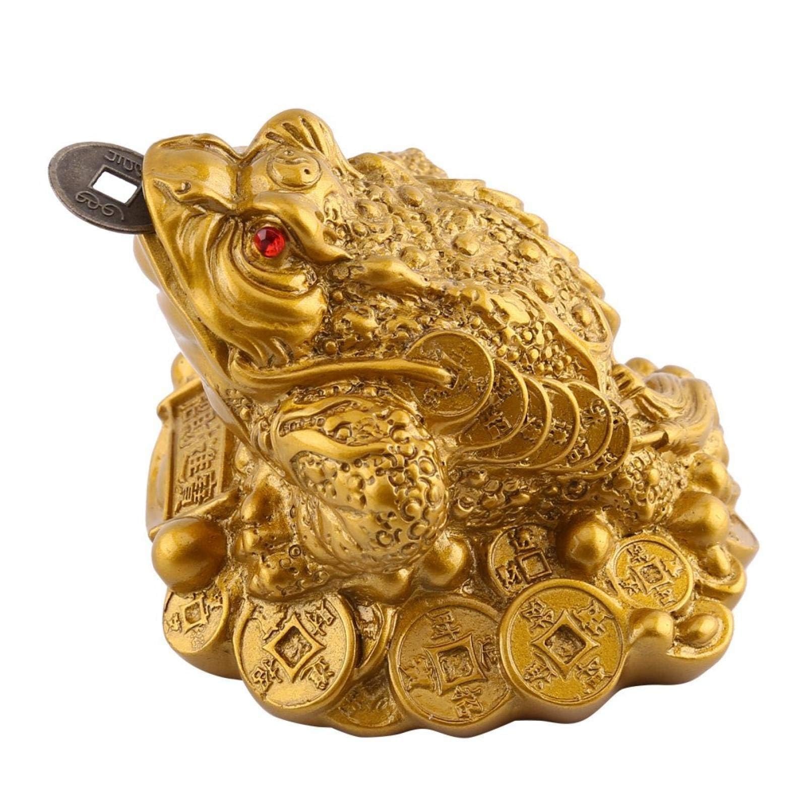 Statua Rana Dei Soldi Feng Shui Dorata - Portafortuna Cinese Per Ricchezza - Decorazione Casa E Ufficio - 6,5 Cm