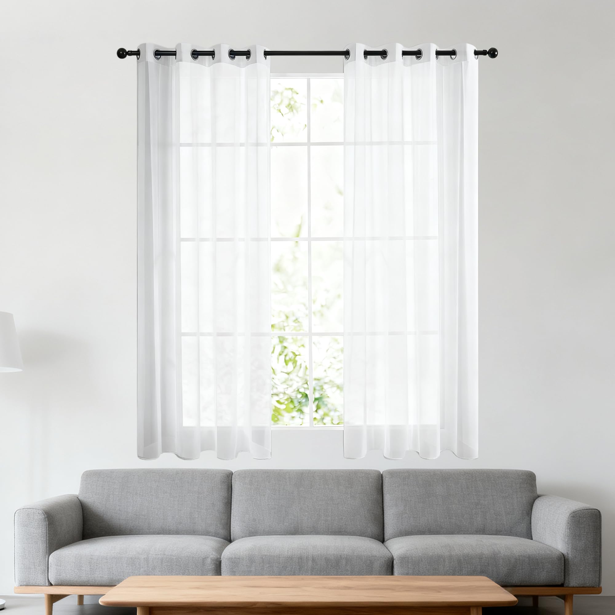 Vorhang Transparent 400 x 160 cm Gardine mit Ösen Gardine Ösenschal Modern Und Langlebig für Wohnzimmer Schlafzimmer Mädchen Jugend, Weiß