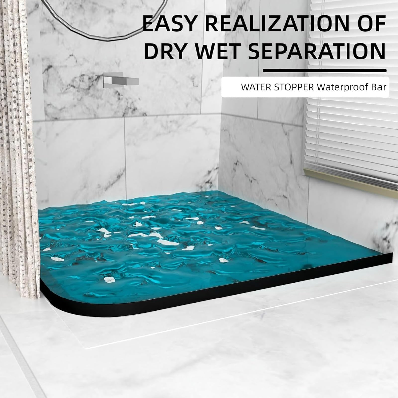 Striscia di ritenzione idrica in silicone, soglia autoadesiva Barriera d'acqua Striscia sigillante per pavimenti per stanze umide, Nastro impermeabile flessibile, per barriera d'acqua per pavimento de