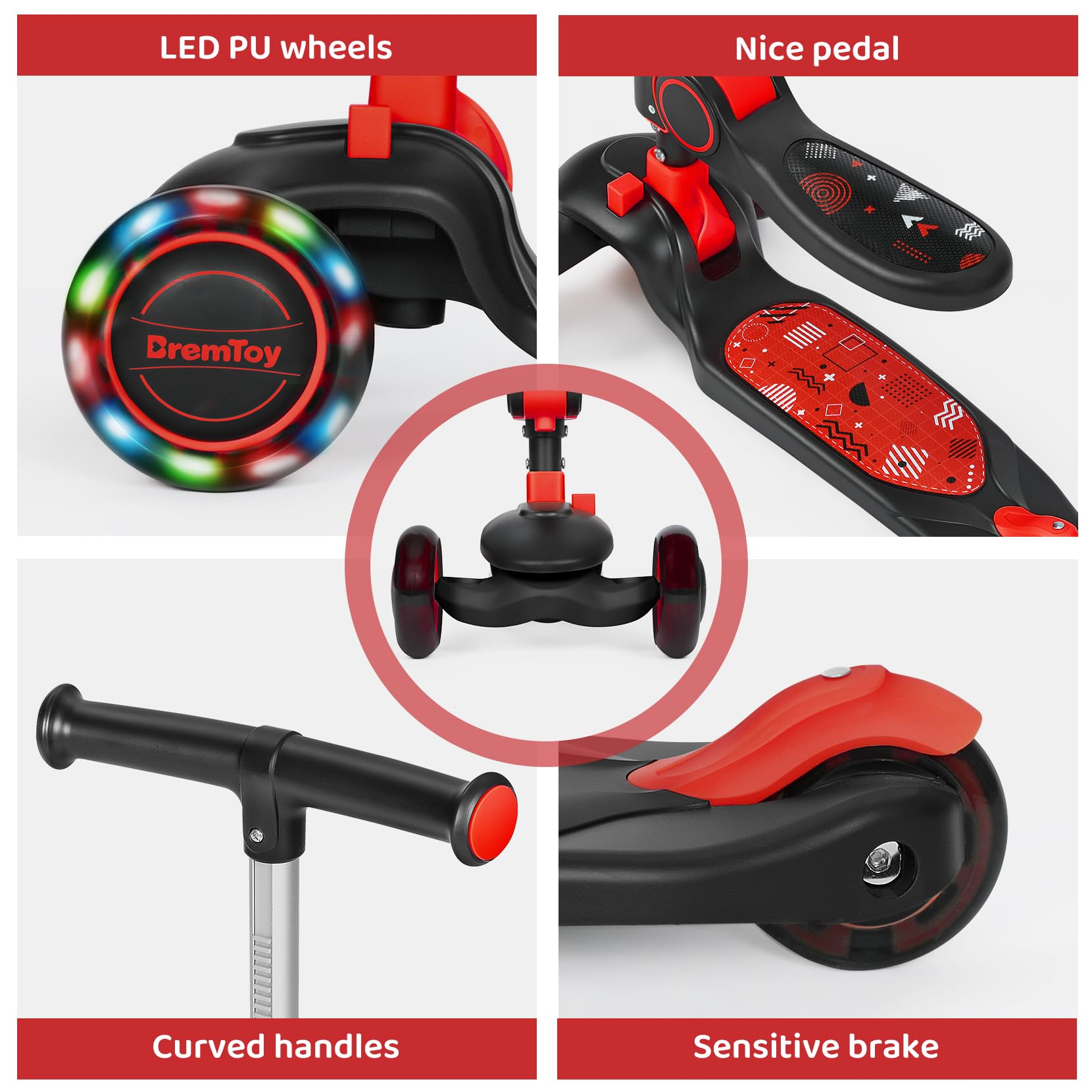 Monopattino 3 Ruote LED Per Bambini 3-14 Anni - Regolabile, Pieghevole E Con Freno Posteriore - Foto 2