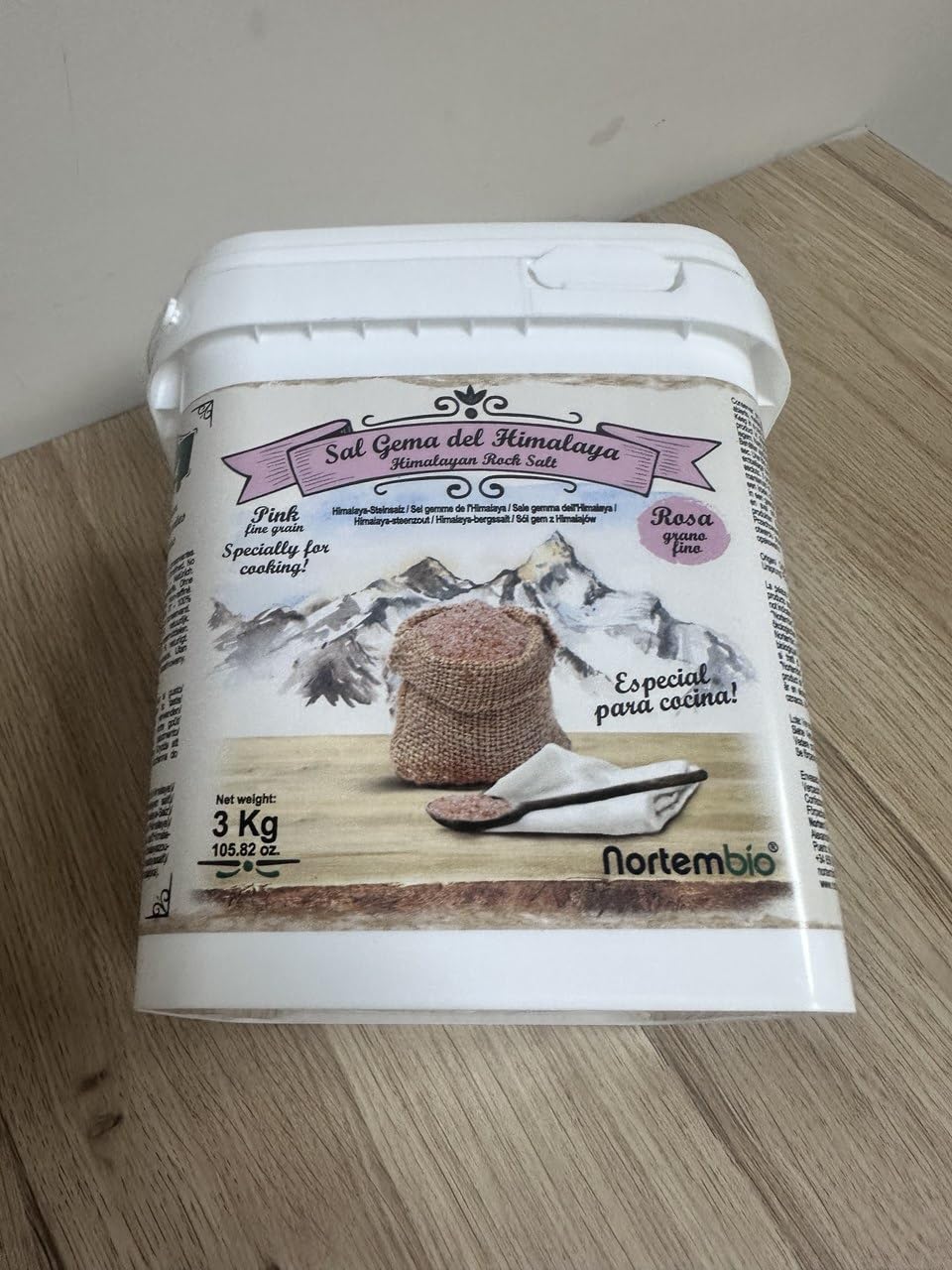 Nortembio Sel Rose de l’Himalaya 3 kg Grain Fin (1–2 mm) Origine Punjab Pakistan Sel Minéral Naturel Non Raffiné pour Cuisine + eBook de Recettes Offert