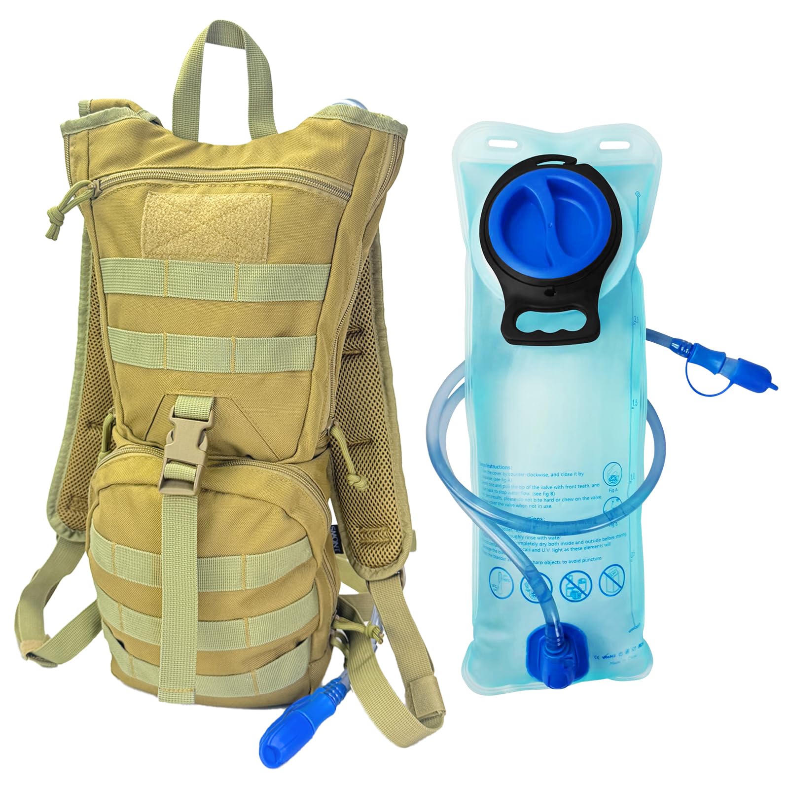 SMONT Tactical Molle Water Hydration Running Backpack - Lightweight with 2.5L Water Bladder for Men Hiking