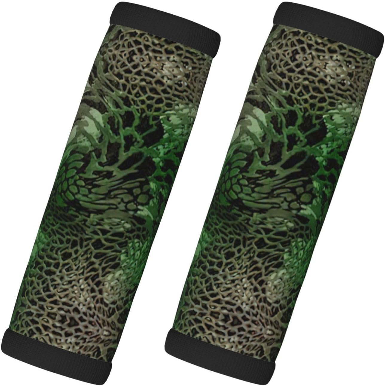 Green Snake Print 2 Pack Luggage Handle Wrap for Suitcase, Comfort Soft Handle Covers, Luggage Accessories