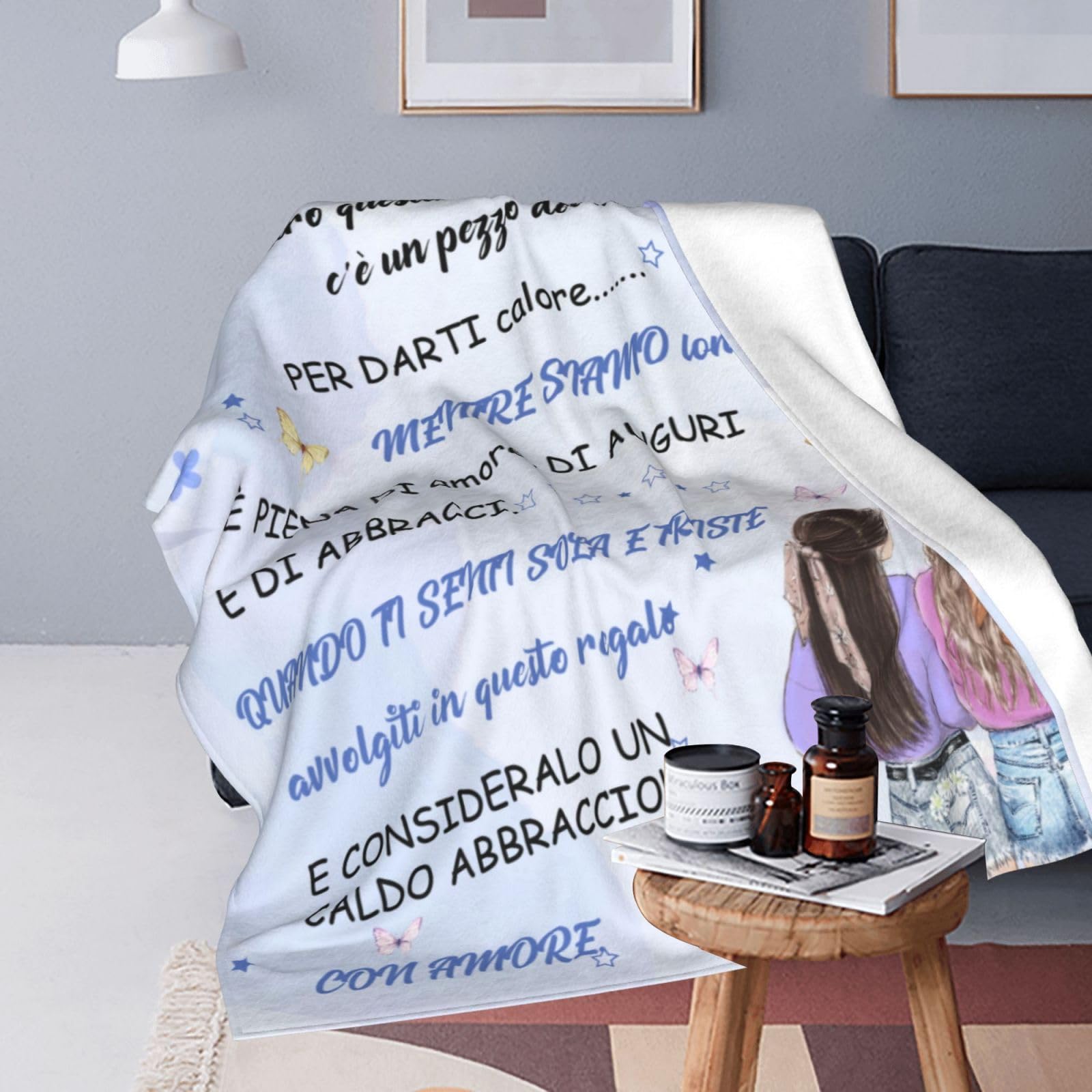 Coperta In Flanella Per Migliore Amica, 152x127 Cm, Morbida E Calda, Regalo Originale Per Compleanno, Natale, Frasi Dolci