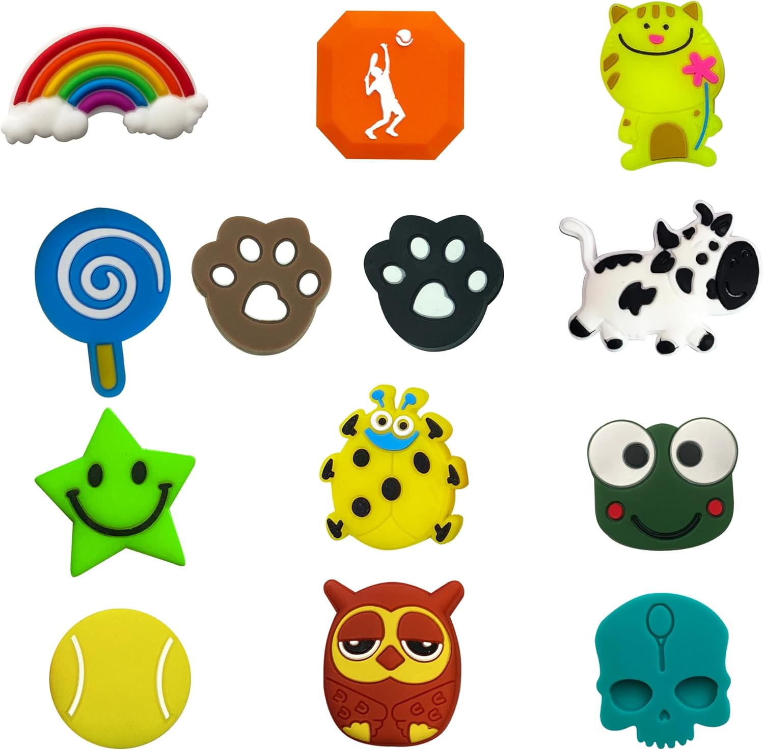 Tennis Vibration Dampener-13/25/48 Pack-Have Fun and Personalize Random Style Your Racket with Shock Absorbers/Animal Shape Vibration Dampeners-Tennis Gift