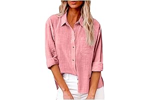 SMIDOW Womens Cotton Linen Button Down Shirt: Breathable, Lightweight, and Perfect for Summer