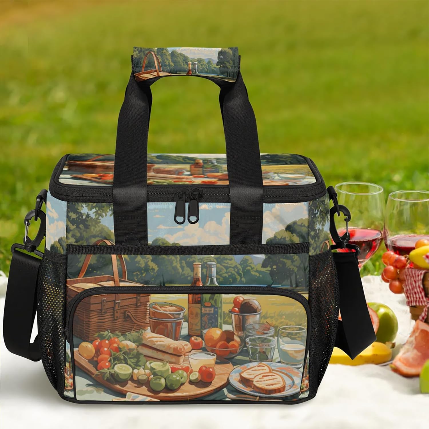 Picnic Insulated Picnic Backpack Lunch Box for Women Men Picnic Basket Tote Lunch Bag Picnic Bag Portable Lunch Bags for Picnic, Beach, Work, Trip,Office, Camp